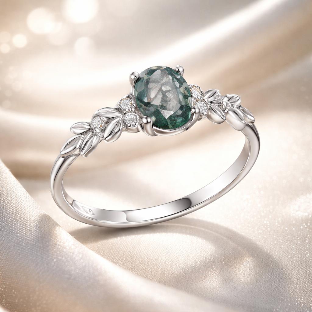 925 Sterling Silver Agate and CZ Pendant Ring Size 6 for Women on sale at MyriadMart