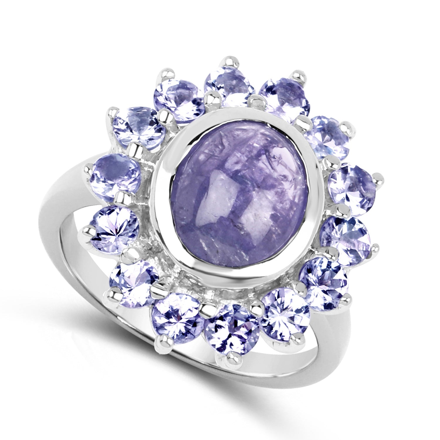3.76 Carat Genuine Tanzanite .925 Sterling Silver Ring on sale at MyriadMart