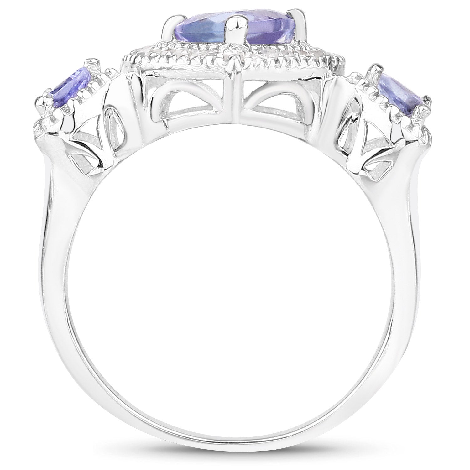1.09 Carat Genuine Tanzanite and White Diamond .925 Sterling Silver Ring on sale at MyriadMart
