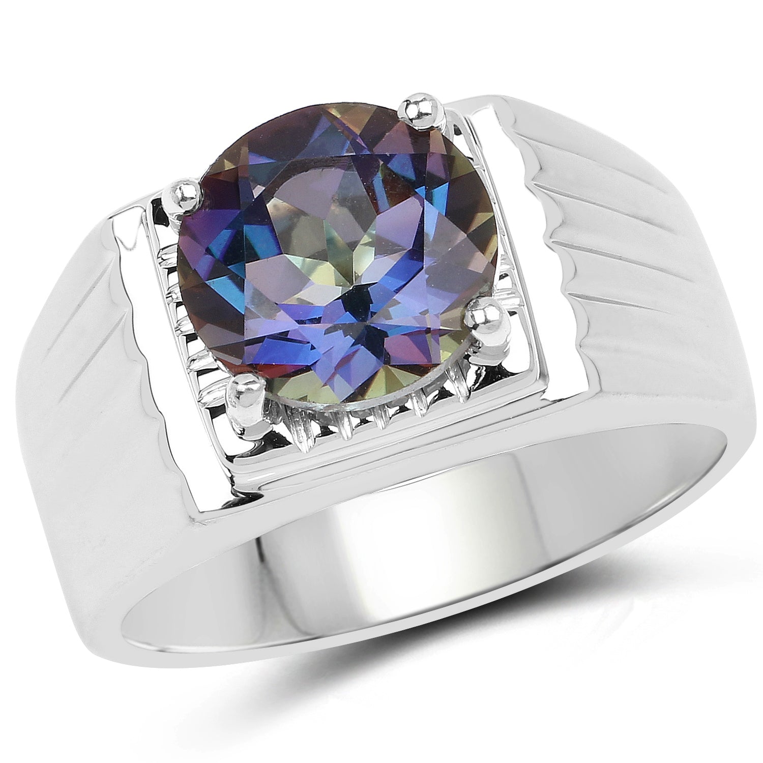 4.75 Carat Genuine Mystic Topaz .925 Sterling Silver Ring on sale at MyriadMart