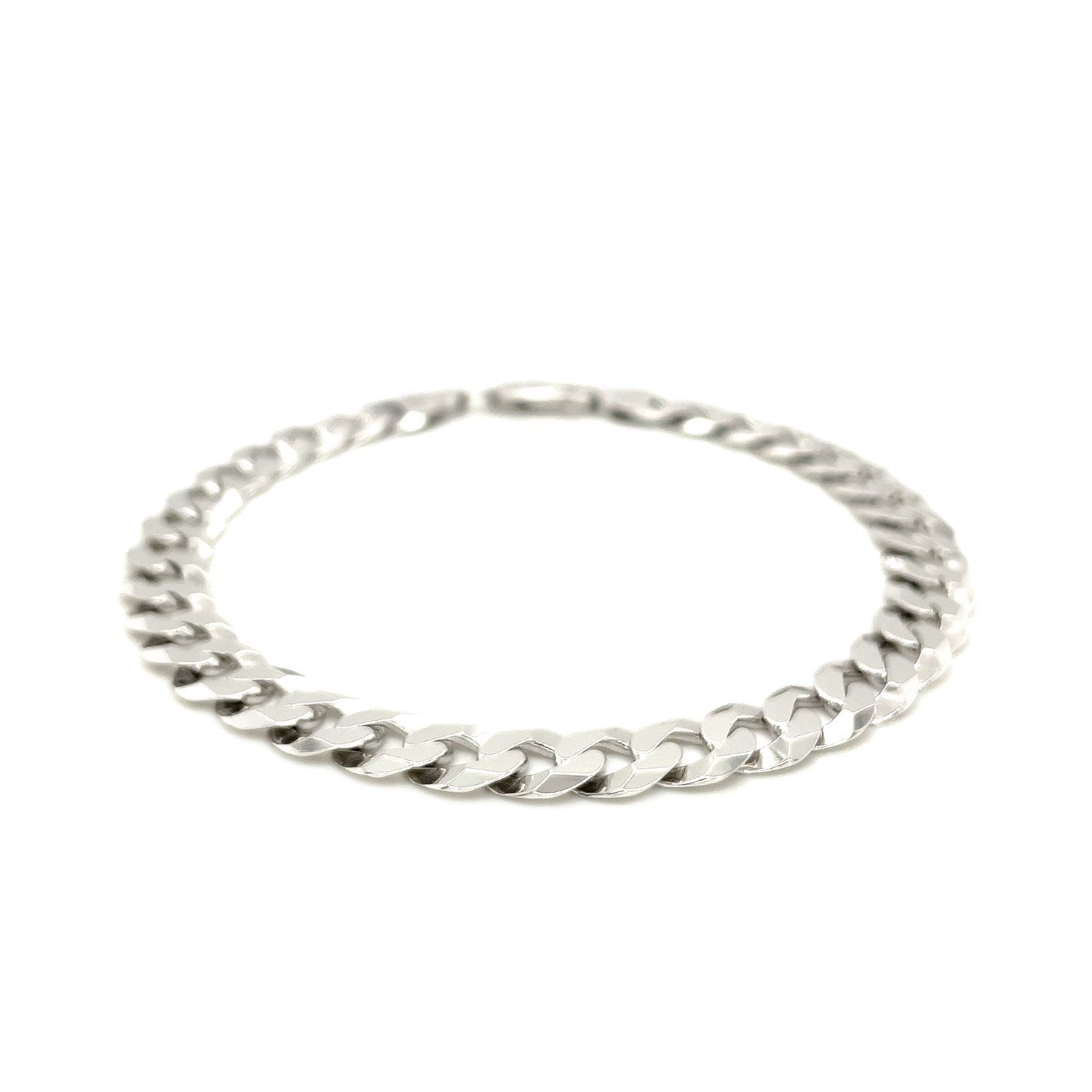 Rhodium Plated 7.9mm Sterling Silver Curb Style Bracelet on sale at MyriadMart