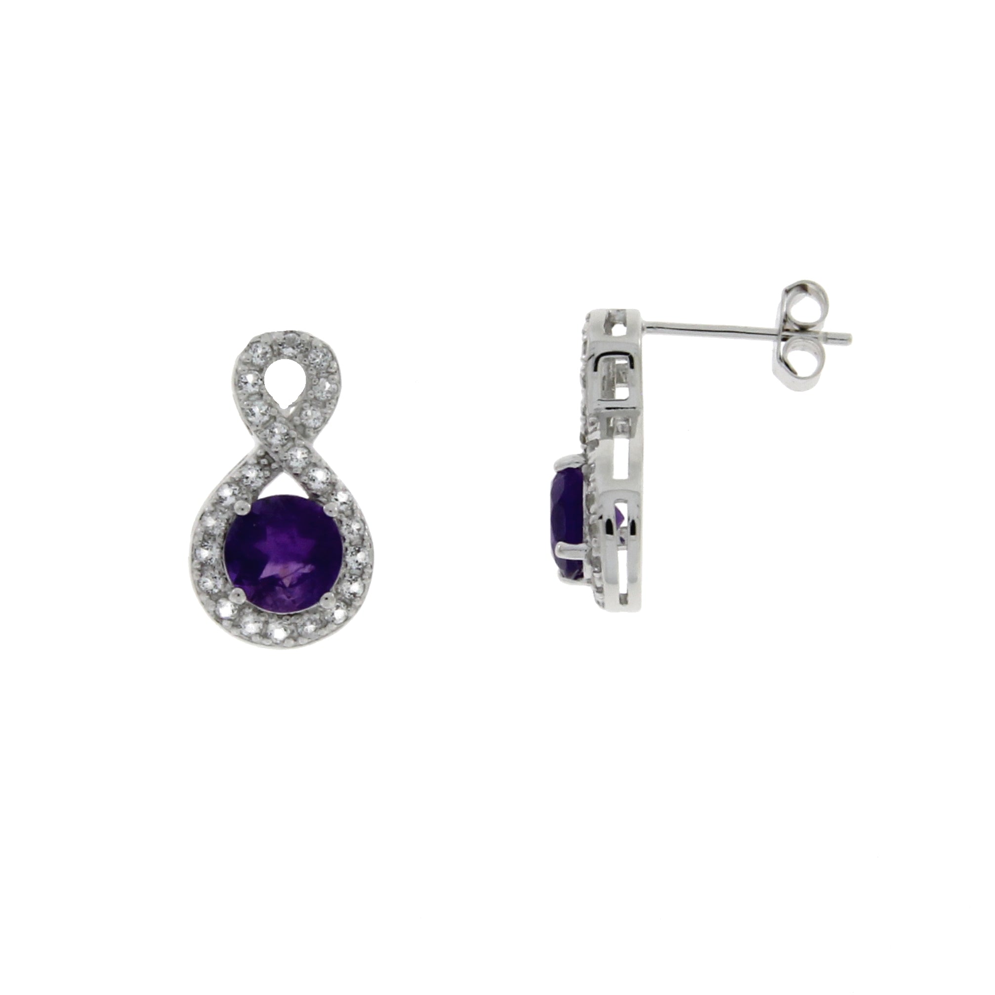 1.40ct Amethyst White Topaz Earrings Sterling Silver on sale at MyriadMart