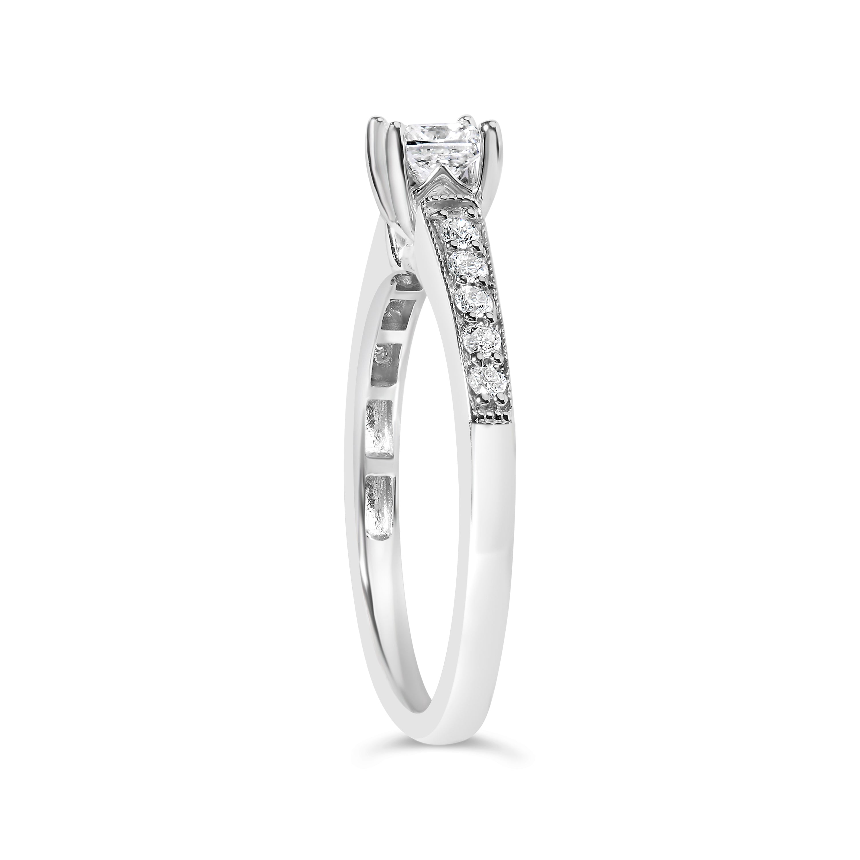 14K White Gold Diamond 1/2 Cttw Princess Cut Diamond Engagement Ring G-H Color, VS2-SI1 Clarity - Size 7 on sale at MyriadMart