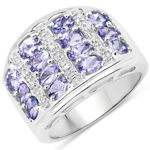 2.42 Carat Genuine Tanzanite and White Topaz .925 Sterling Silver Ring on sale at MyriadMart