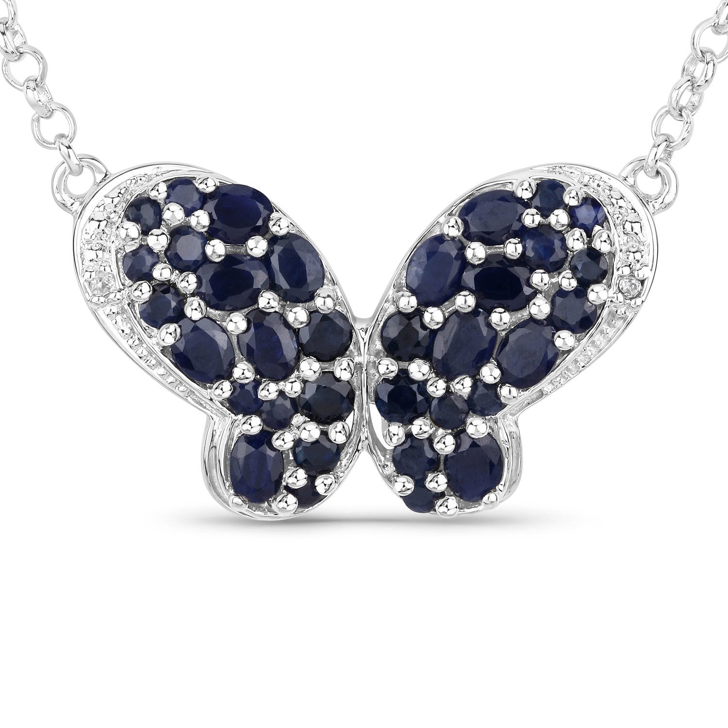 3.83 Carat Genuine Blue Sapphire and White Zircon .925 Sterling Silver Pendant on sale at MyriadMart