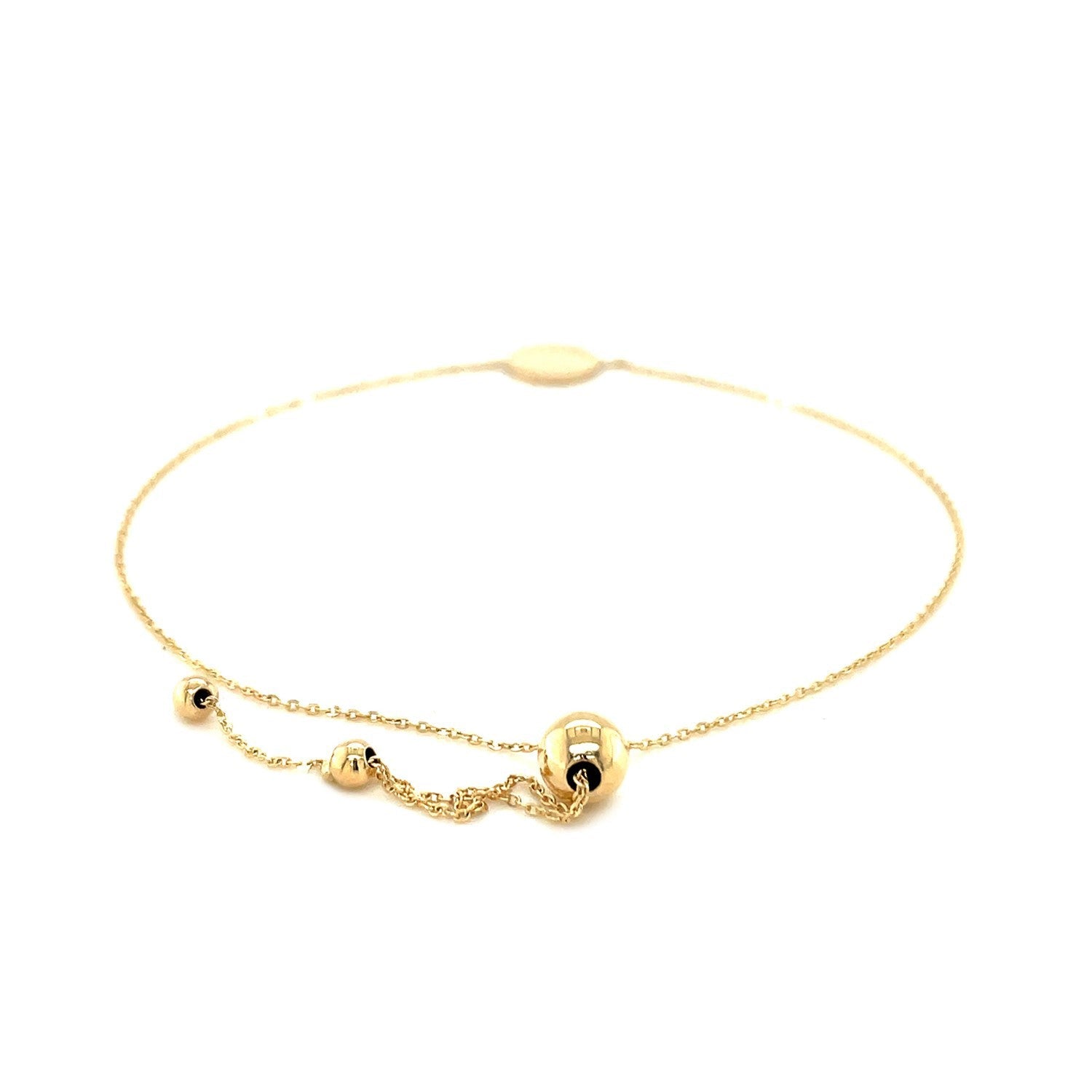 Adjustable Bracelet with Shiny Circle in 14k Yellow Gold on sale at MyriadMart