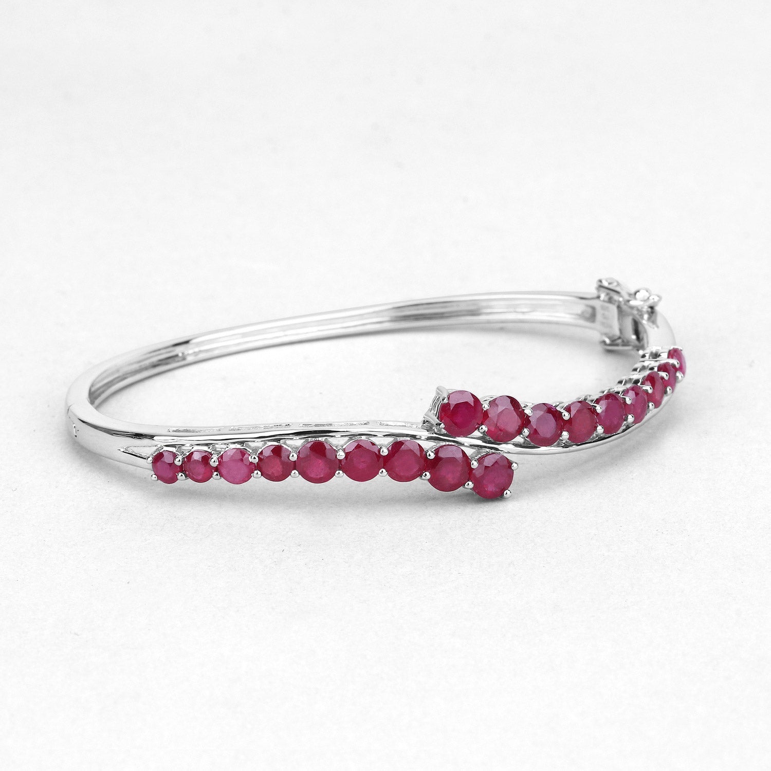 9.10 Carat Glass Filled Ruby .925 Sterling Silver Bangle on sale at MyriadMart