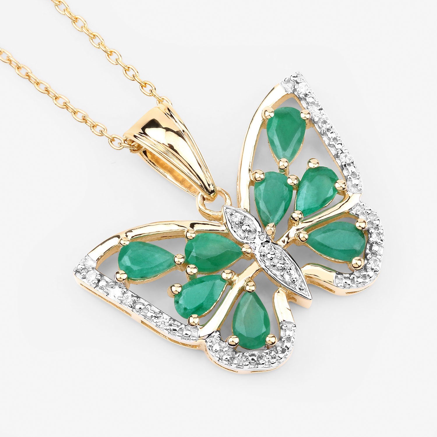 1.91 Carat Genuine Emerald and White Zircon .925 Sterling Silver Pendant on sale at MyriadMart