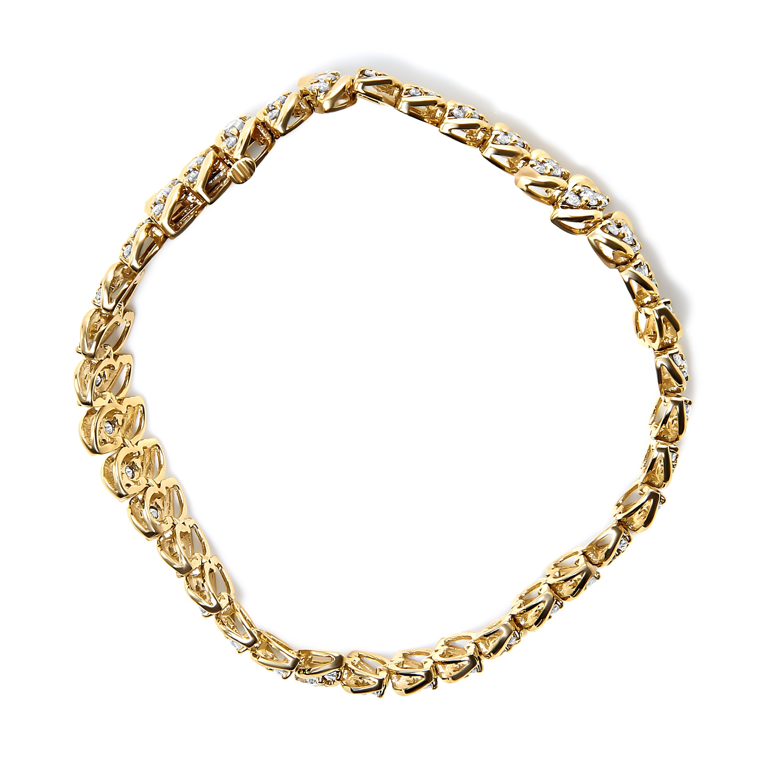 10K Yellow Gold 5.0 Cttw Diamond Double Row S-Link Cuban Bracelet J-K Color, I2-I3 Clarity - 7.25" Inches on sale at MyriadMart