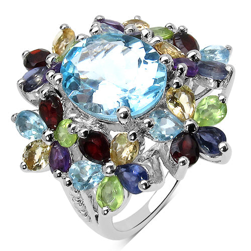 10.34 Carat Genuine Multi Stone .925 Sterling Silver Ring on sale at MyriadMart