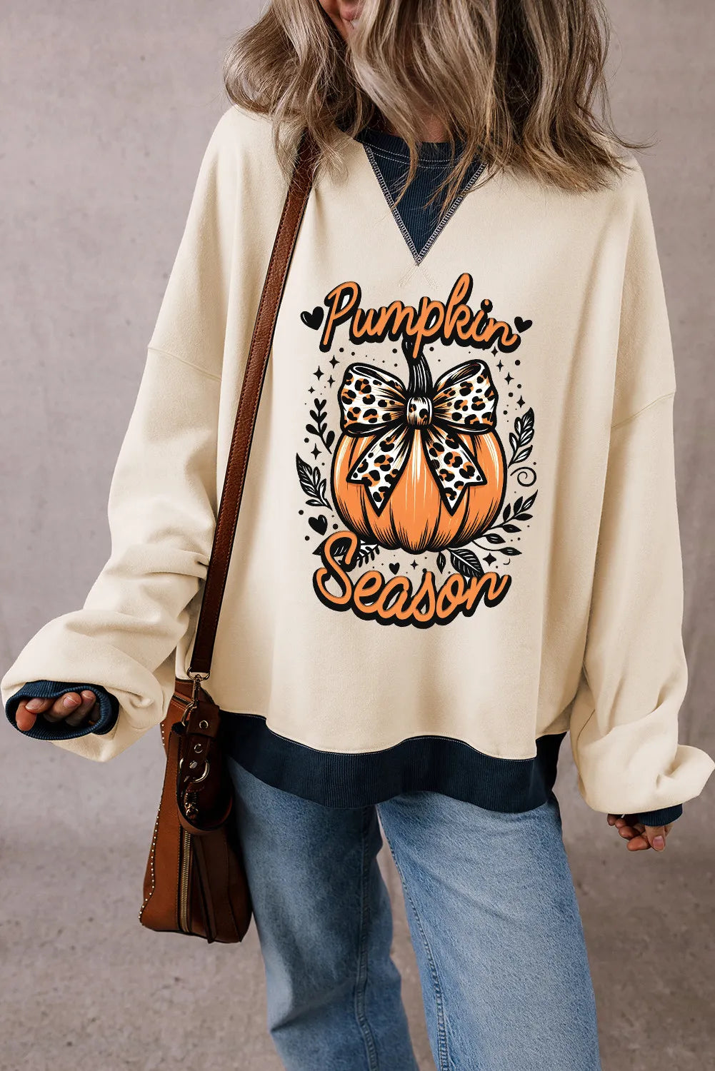Pumpkin Graphic Long Sleeve Sweatshirt - MyriadMart