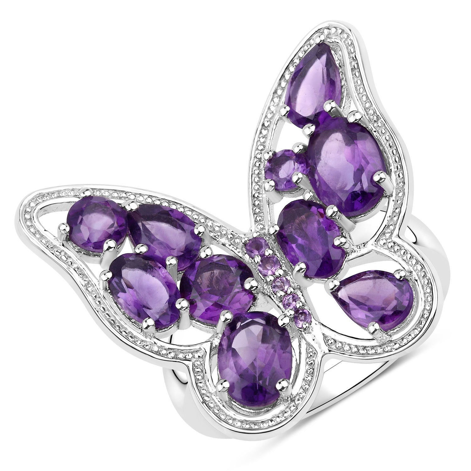 4.32 Carat Genuine Amethyst .925 Sterling Silver Ring on sale at MyriadMart