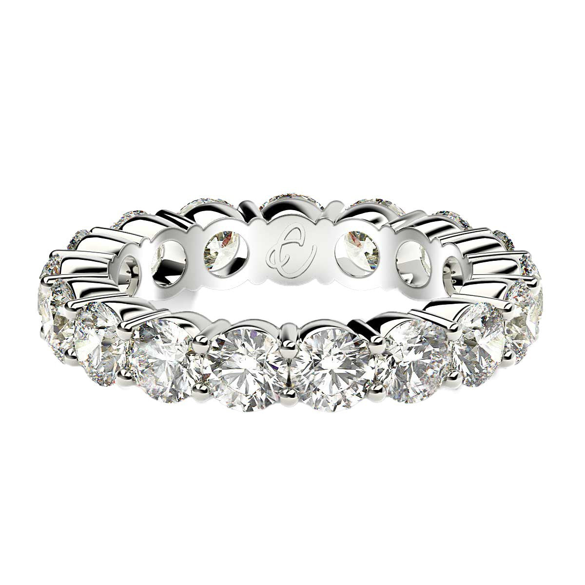 Round Cut Lab Grown Diamond Eternity Ring in 14k White Gold 3 cttw FG/VS2 on sale at MyriadMart