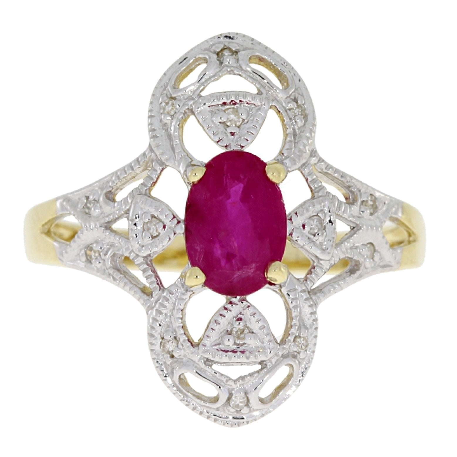1.05ct Ruby Diamond Ring 10KT Yellow Gold