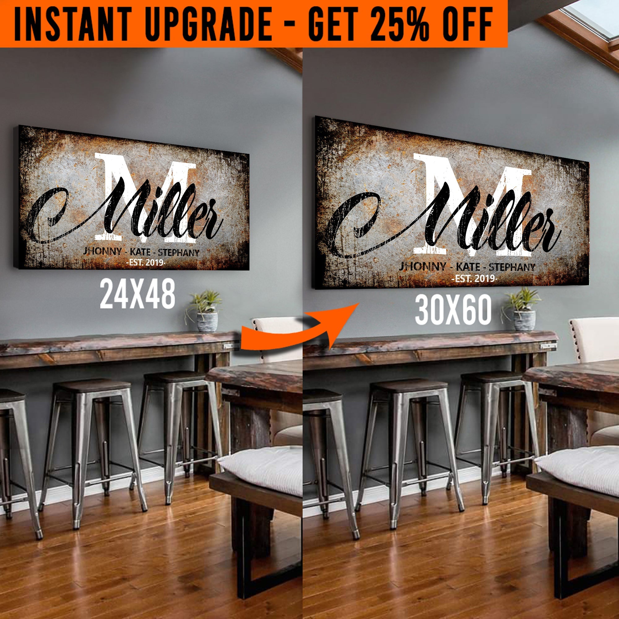 Upgrade Your 48x24 Inches 'Family' Style 3 Canvas To 60x30 Inches on sale at MyriadMart