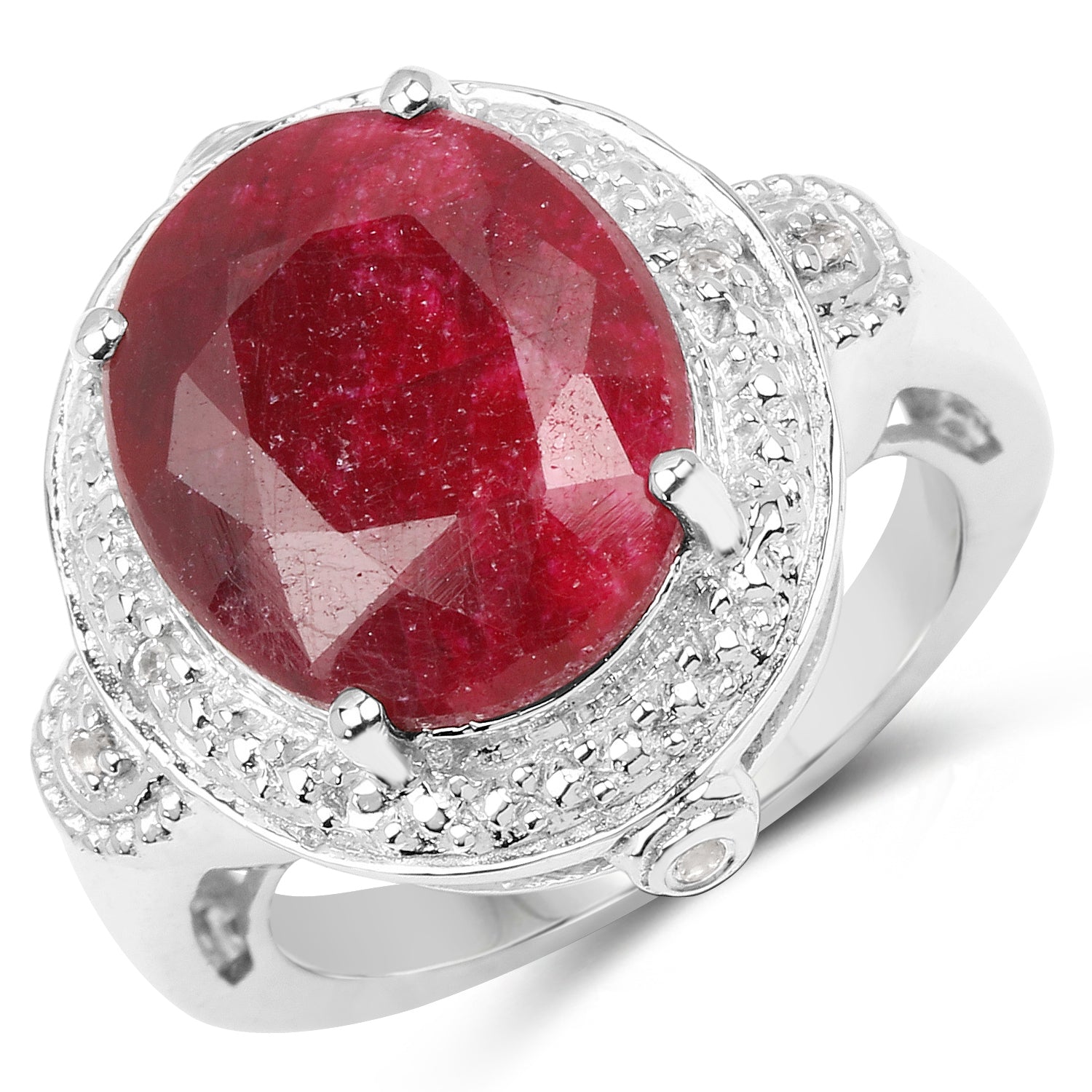 8.64 Carat Dyed Ruby & White Topaz .925 Sterling Silver Ring on sale at MyriadMart