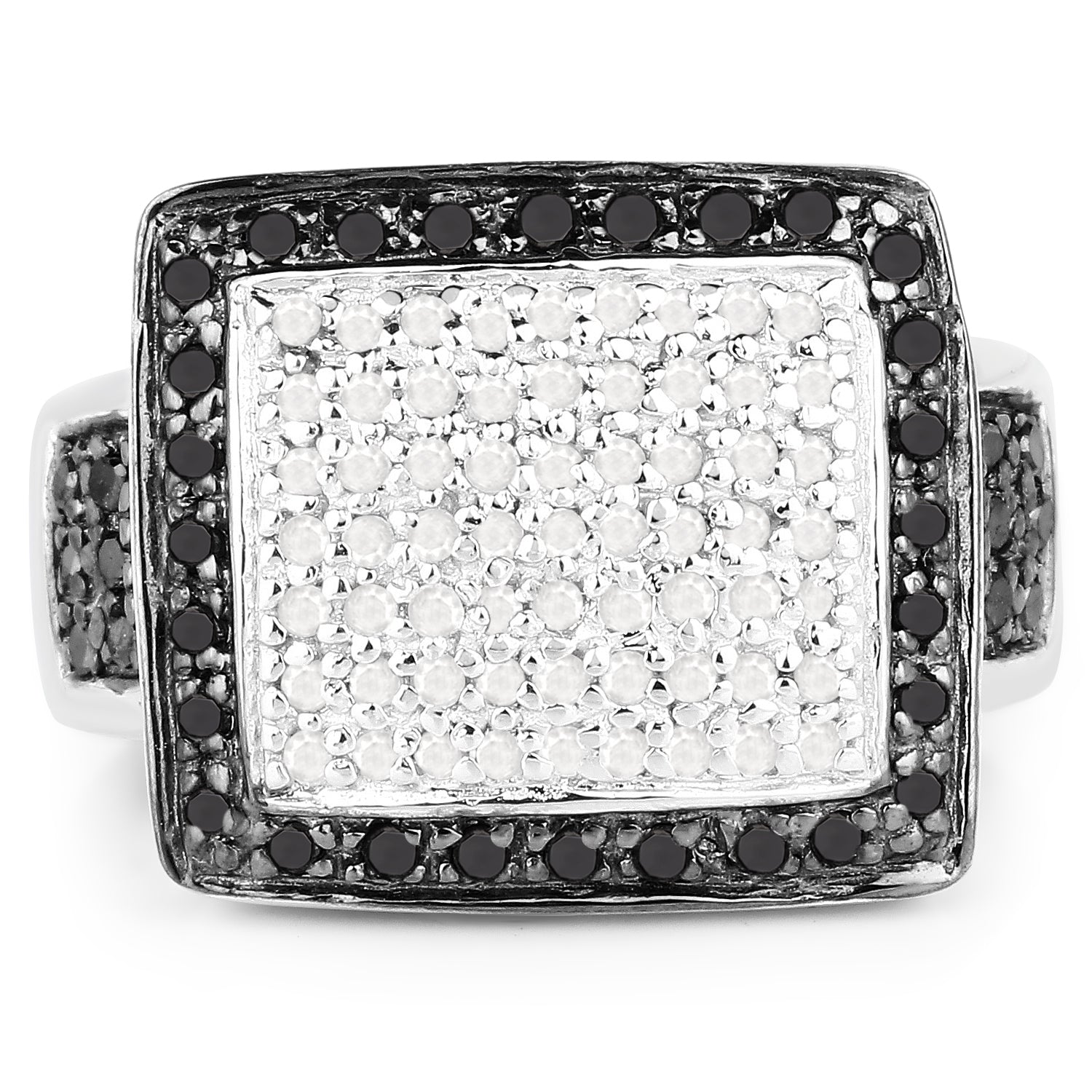 0.61 Carat Genuine Black Diamond and White Diamond .925 Sterling Silver Ring on sale at MyriadMart
