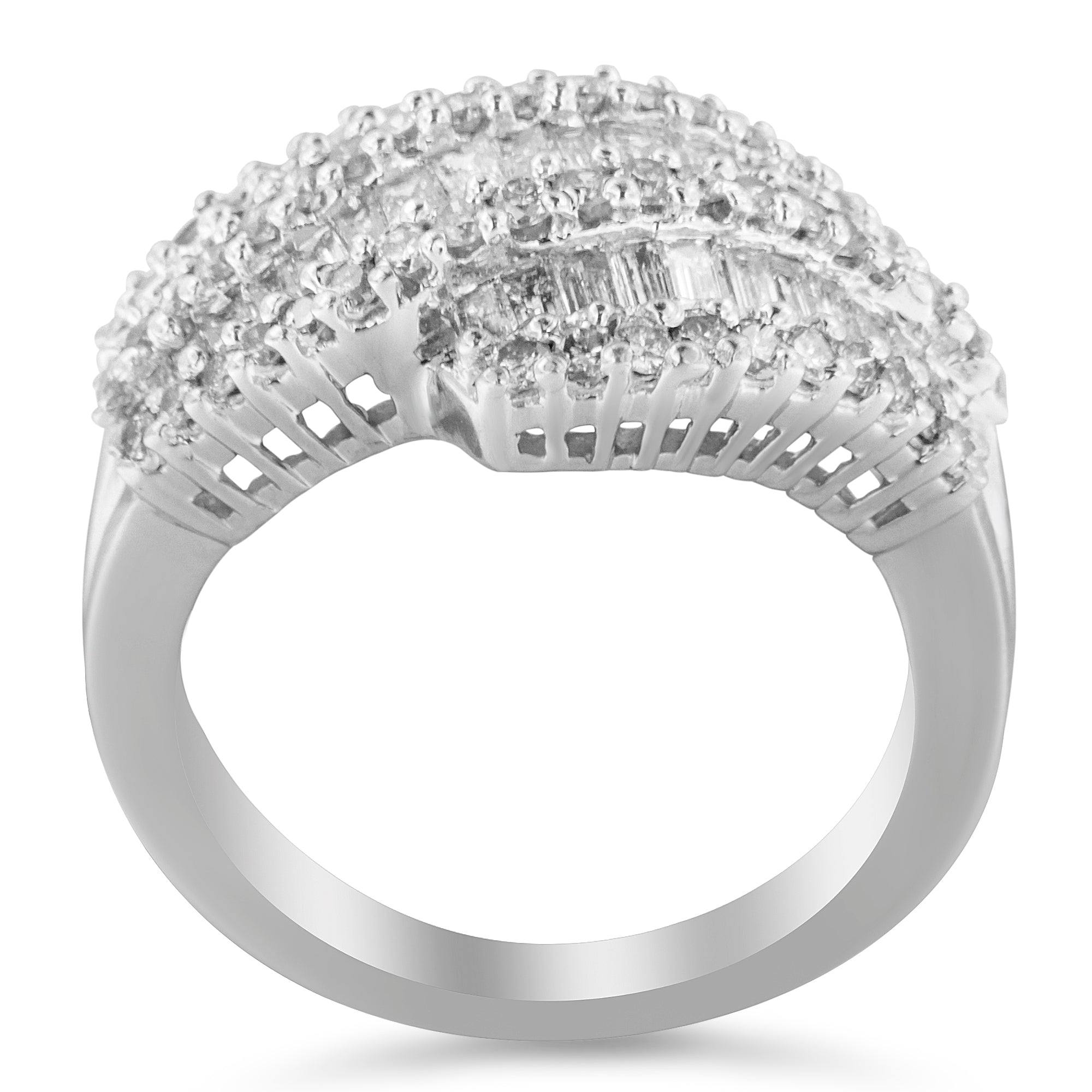 14K White Gold Diamond Cocktail Ring Band 1 3/4 Cttw, H-I Color, SI2-I1 Clarity - Size 6-1/2 on sale at MyriadMart
