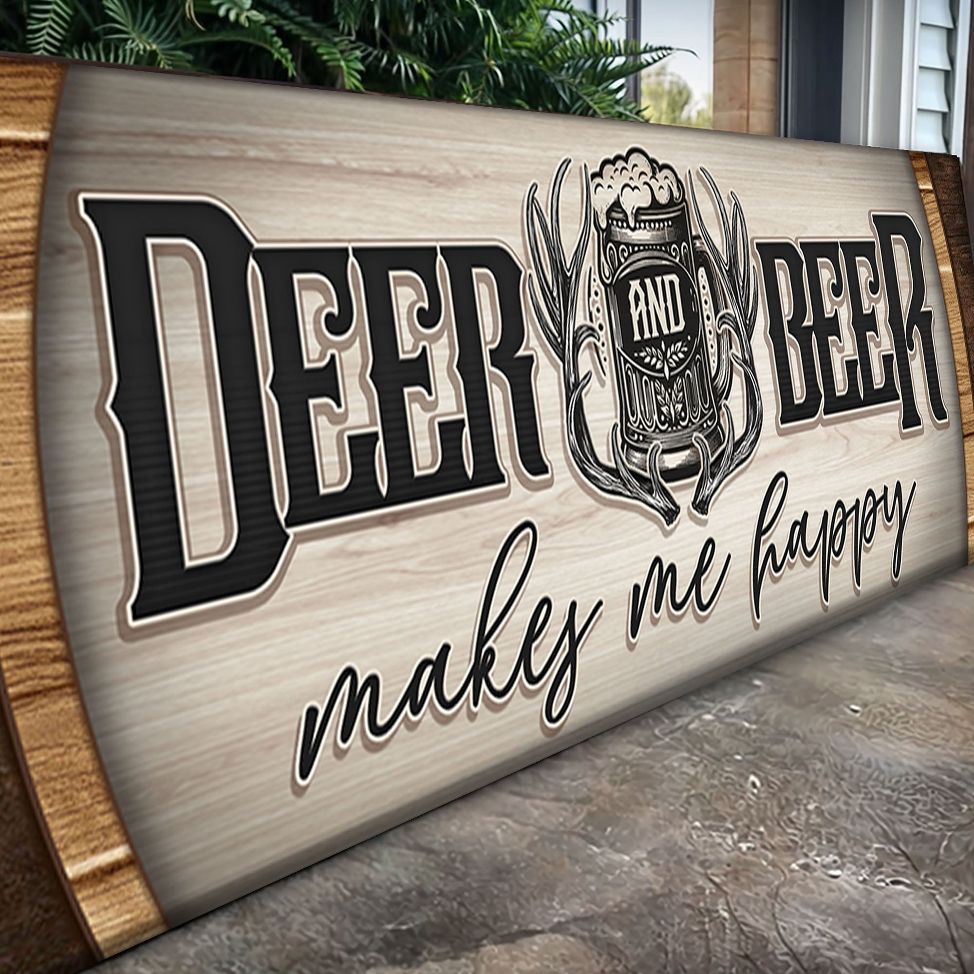Deer And Beer Make Me Happy Hunting Sign II on sale at MyriadMart