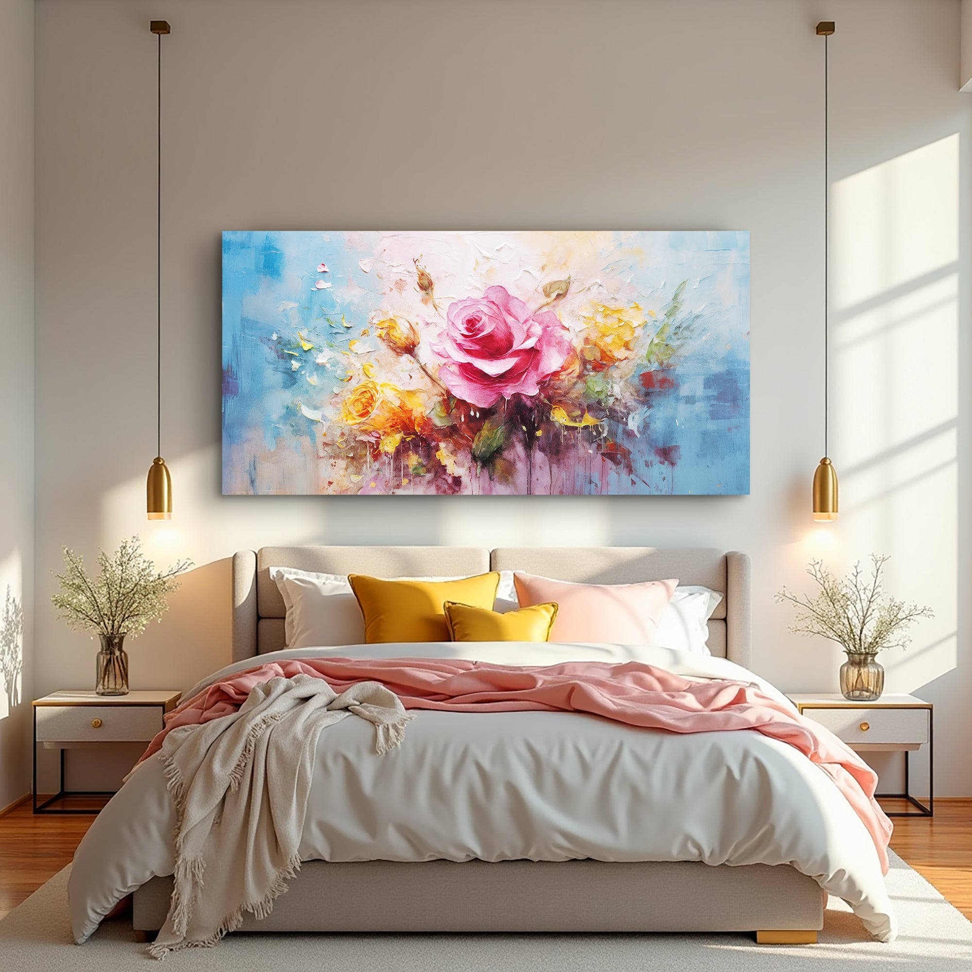 Rose Flower Impasto Wall Art on sale at MyriadMart