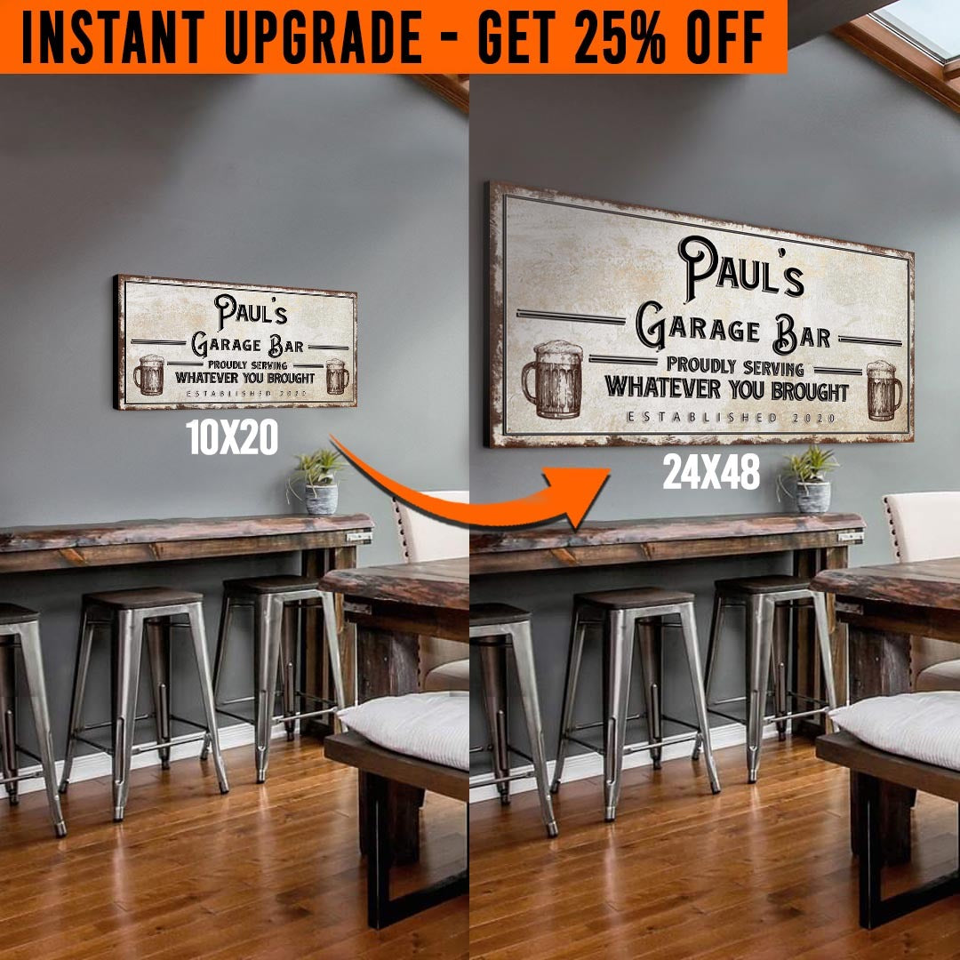 Upgrade Your 'Garage Bar' Style 1 Canvas To 24x48 Inches on sale at MyriadMart