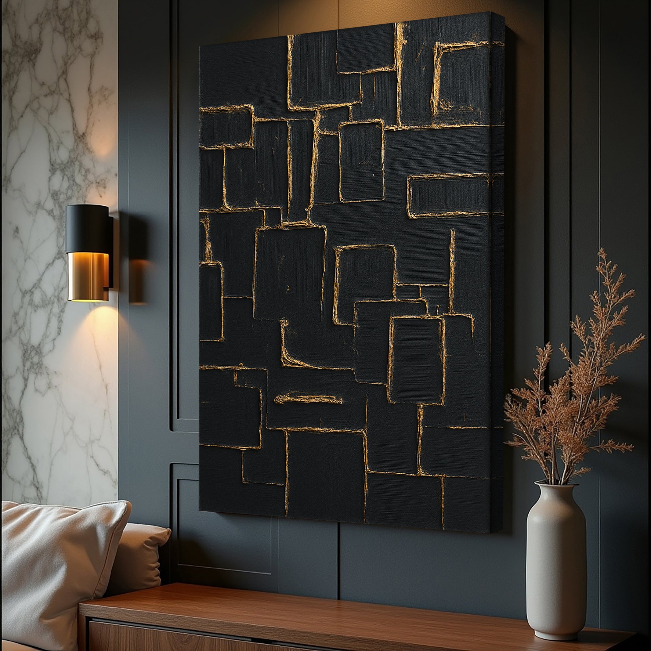 Contemporary Black and Gold Wall Art on sale at MyriadMart