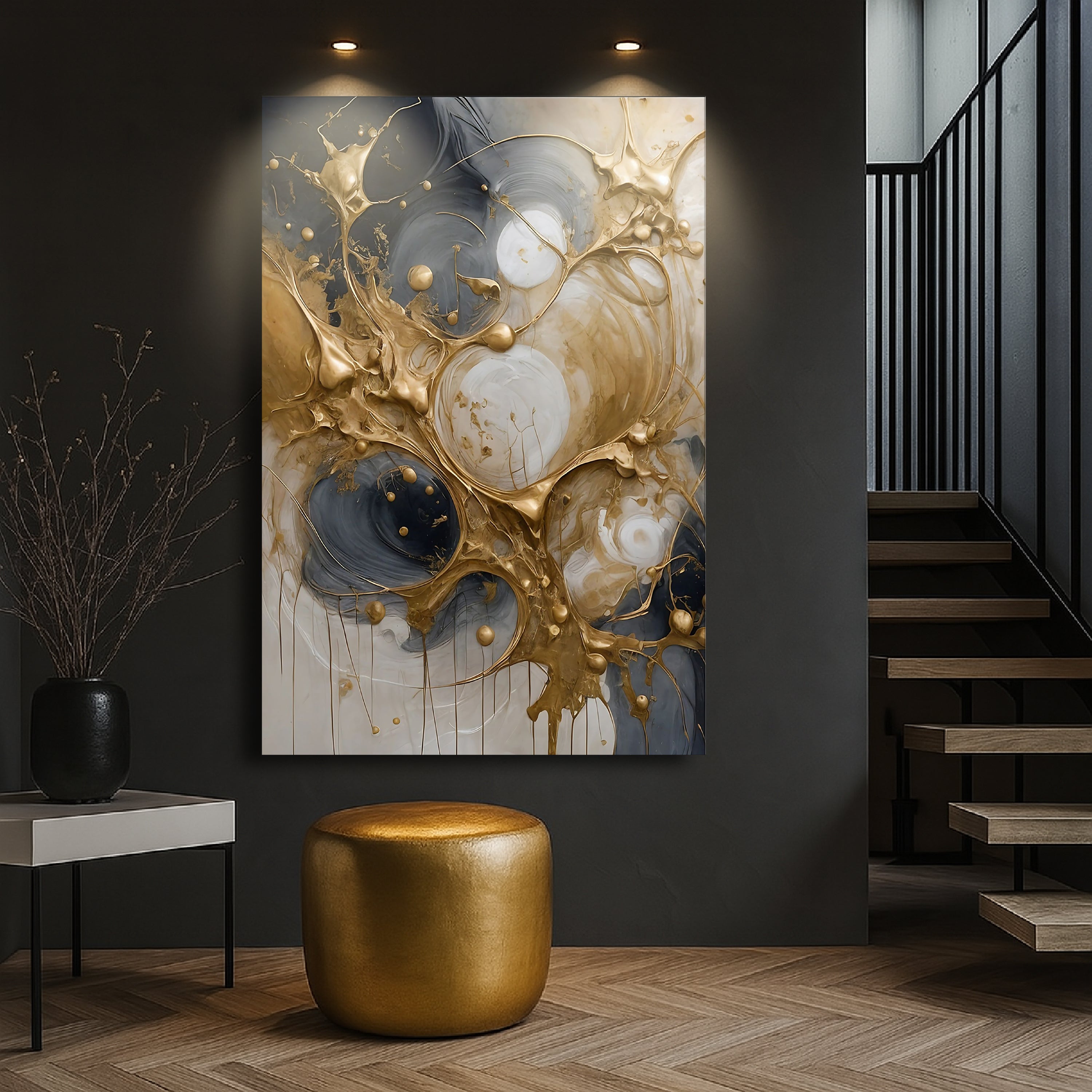 Black and Gold Splash Wall Art on sale at MyriadMart