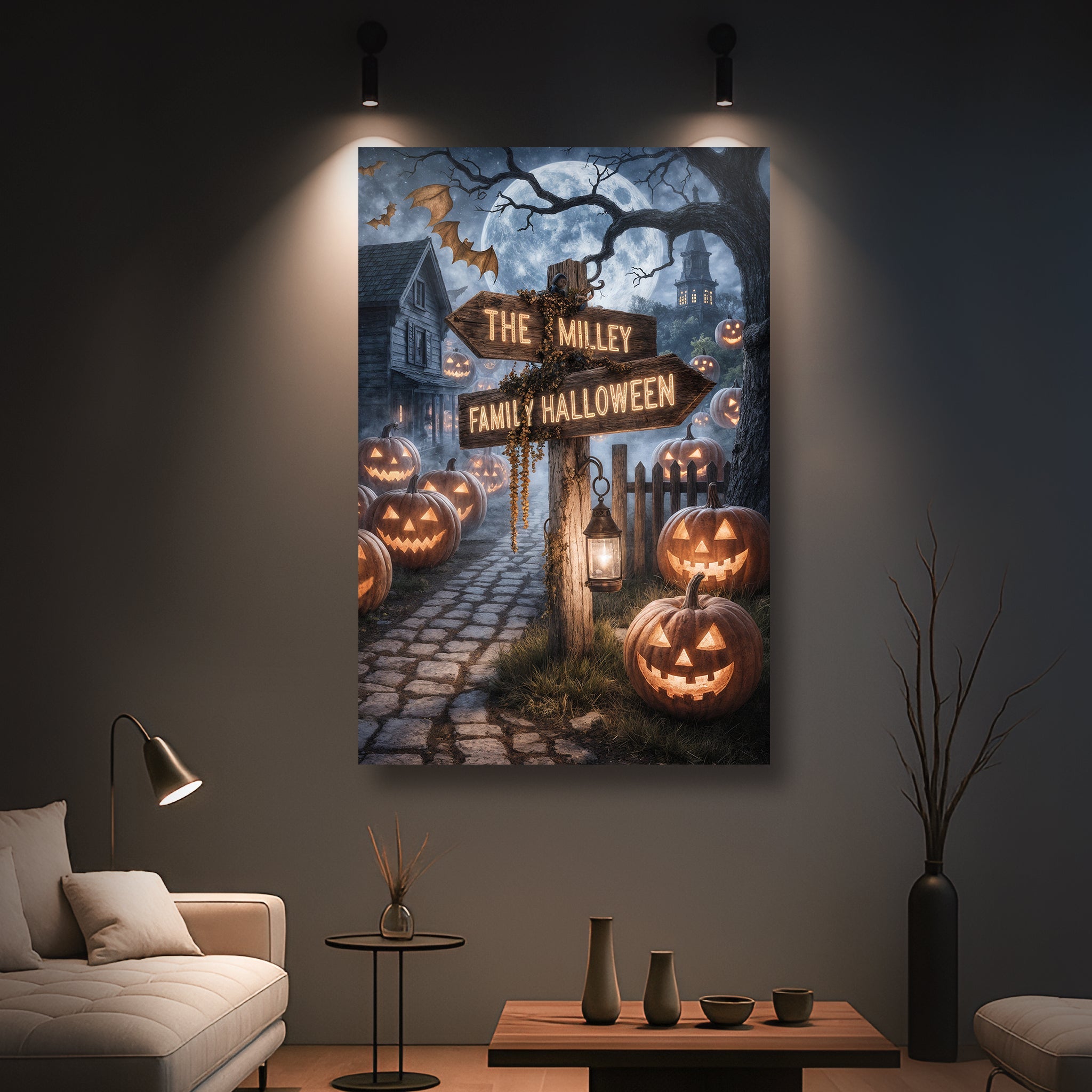 Personalized Family Name Street Sign Halloween Wall Art on sale at MyriadMart