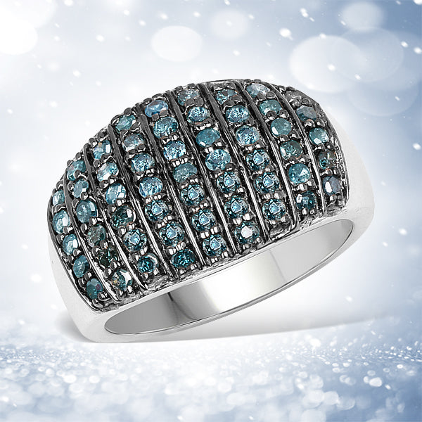 0.83 Carat Genuine Blue Diamond and White Diamond .925 Sterling Silver Ring on sale at MyriadMart
