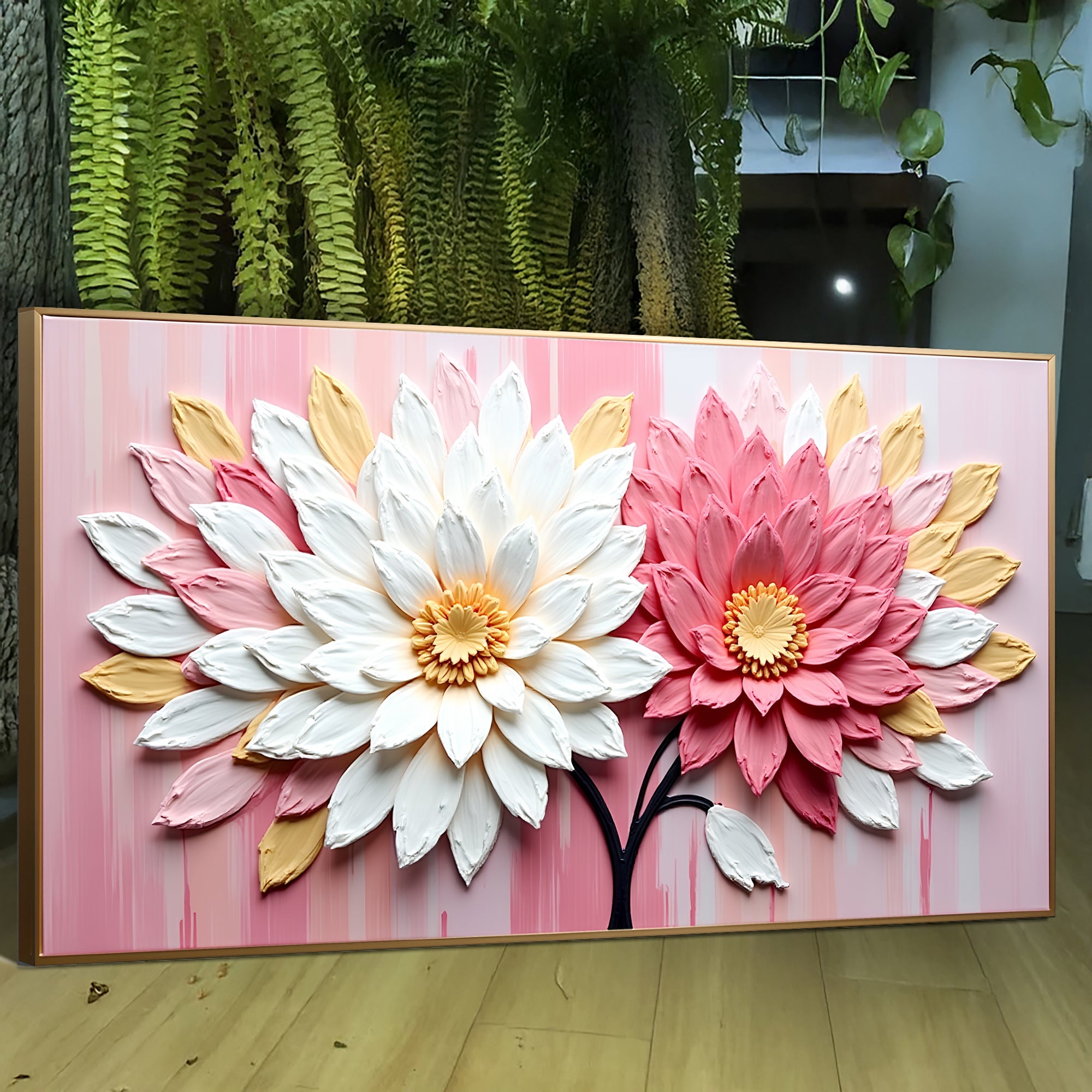 Blushing Blooms Pink Impasto Wall Art on sale at MyriadMart