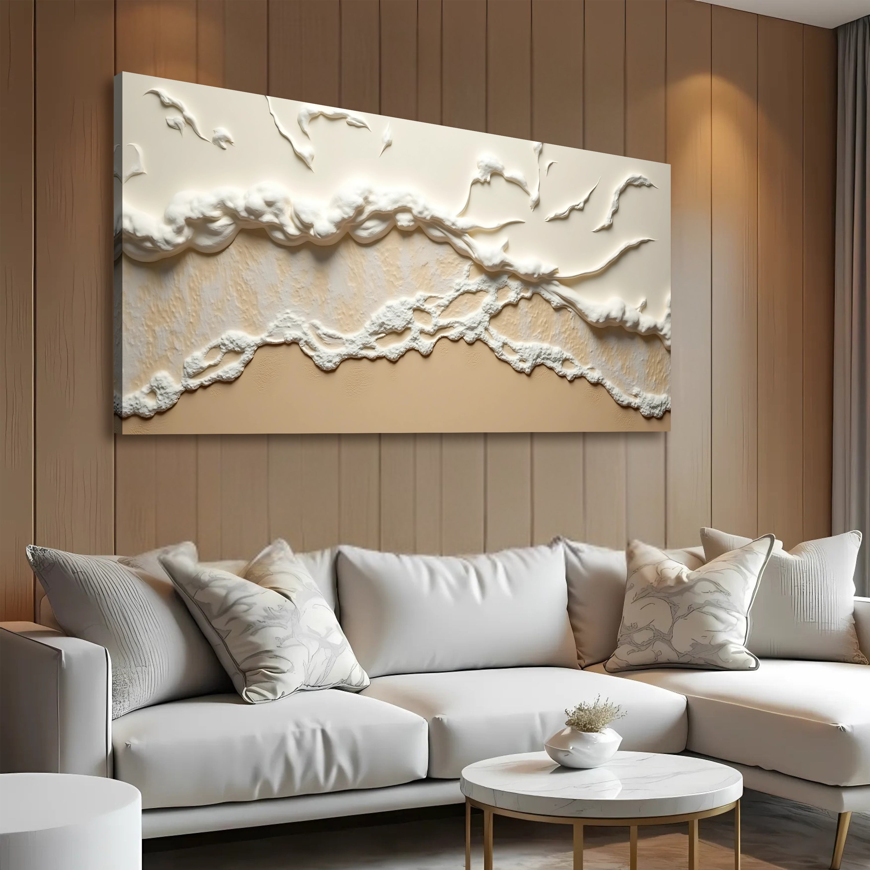 Beige Abstract Ocean Waves Wall Art on sale at MyriadMart
