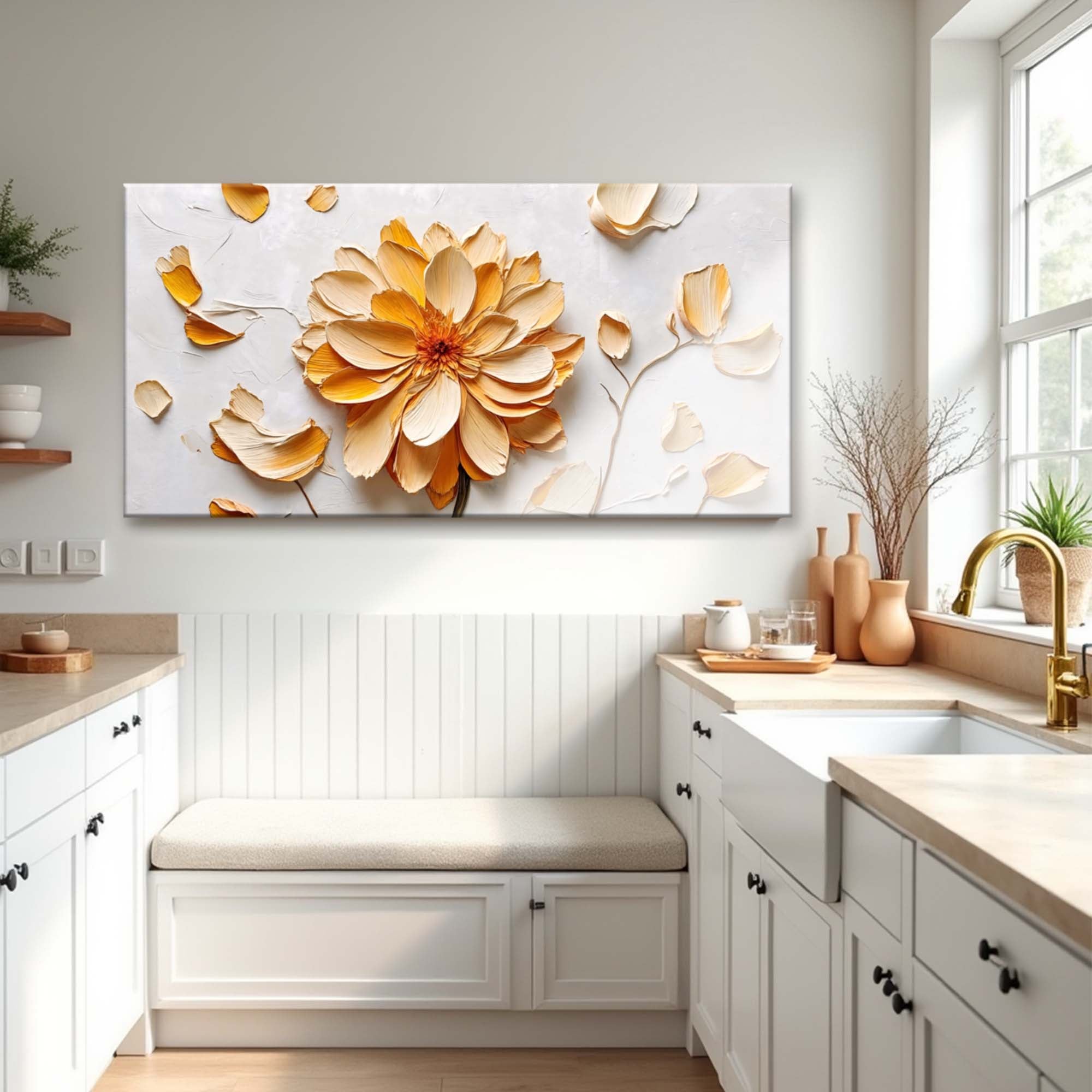 Golden Dandelion Minimalist Abstract Wall Art III on sale at MyriadMart