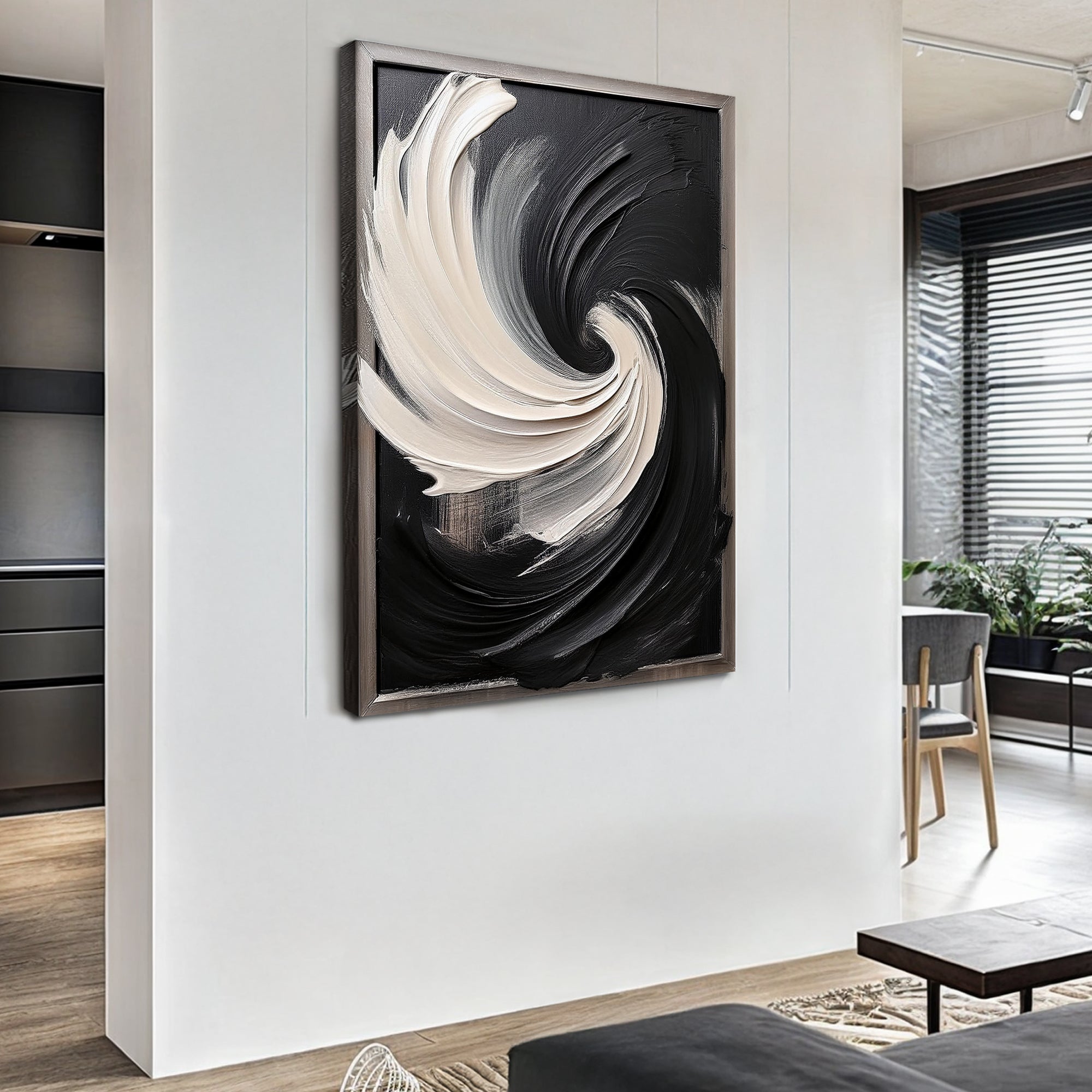 Black and White Vortex Abstract Wall Art on sale at MyriadMart