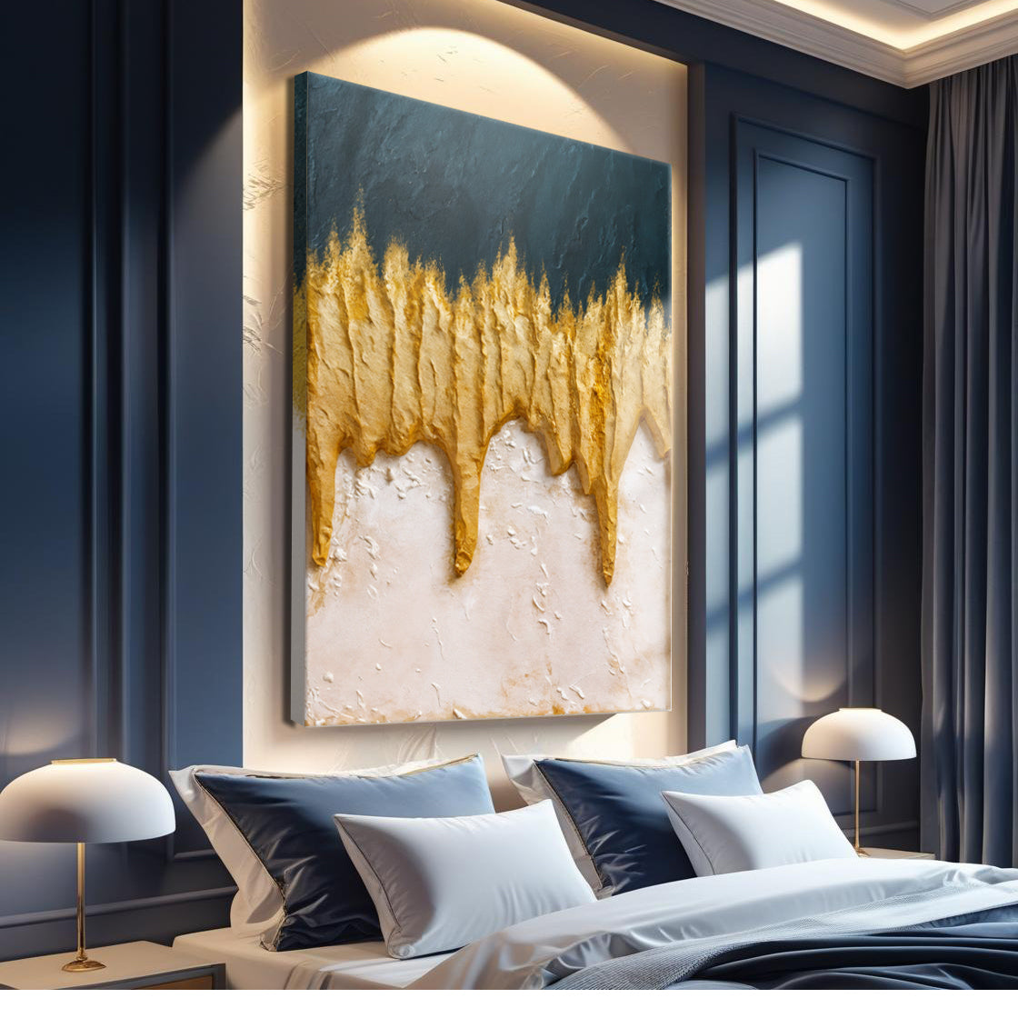 Abstract Blue And Gold Wall Art on sale at MyriadMart