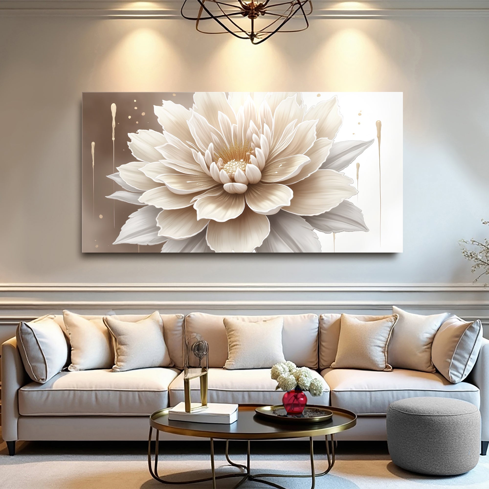 Single Beige Flower Abstract Wall Art on sale at MyriadMart