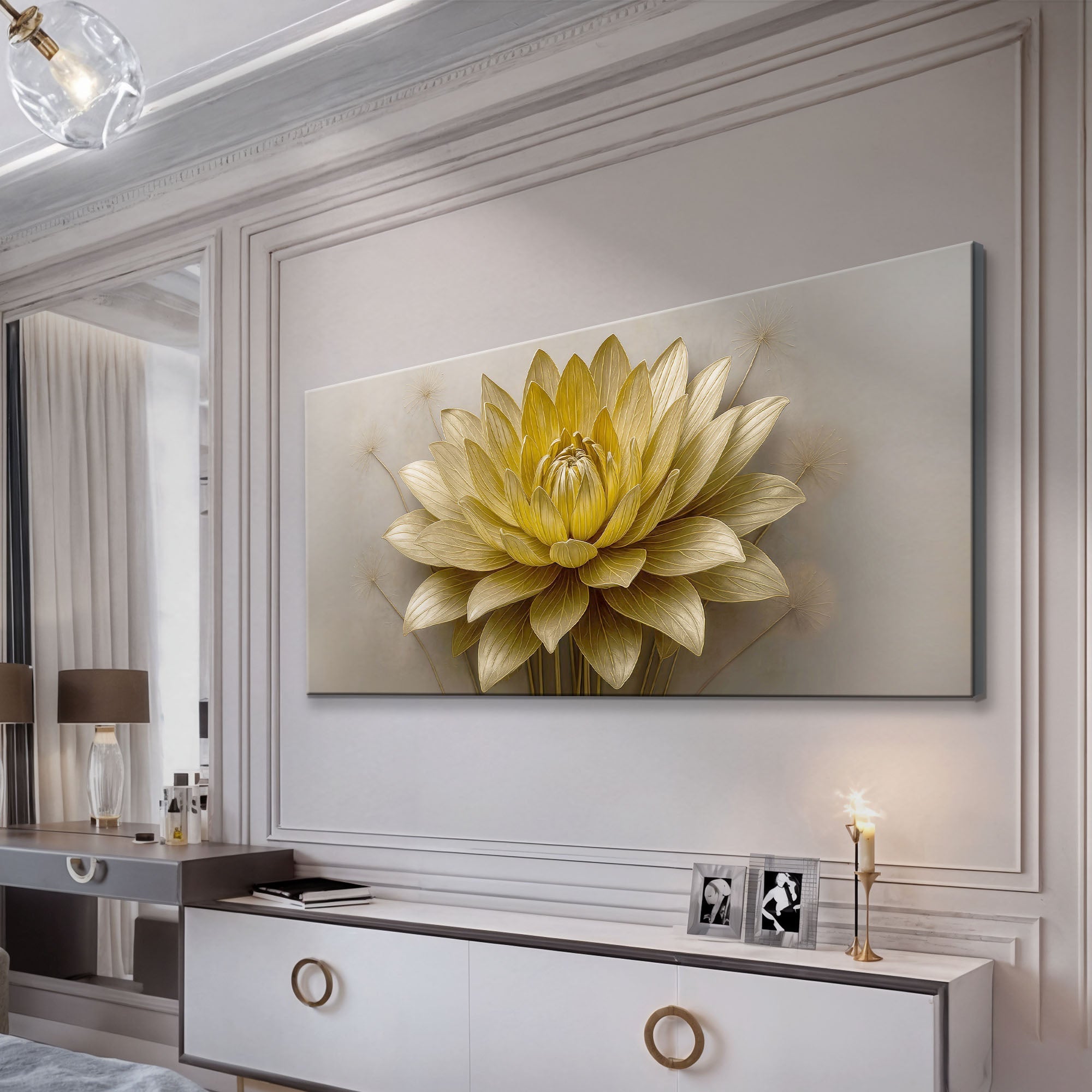 Golden Lotus Minimalist Abstract Wall Art III on sale at MyriadMart