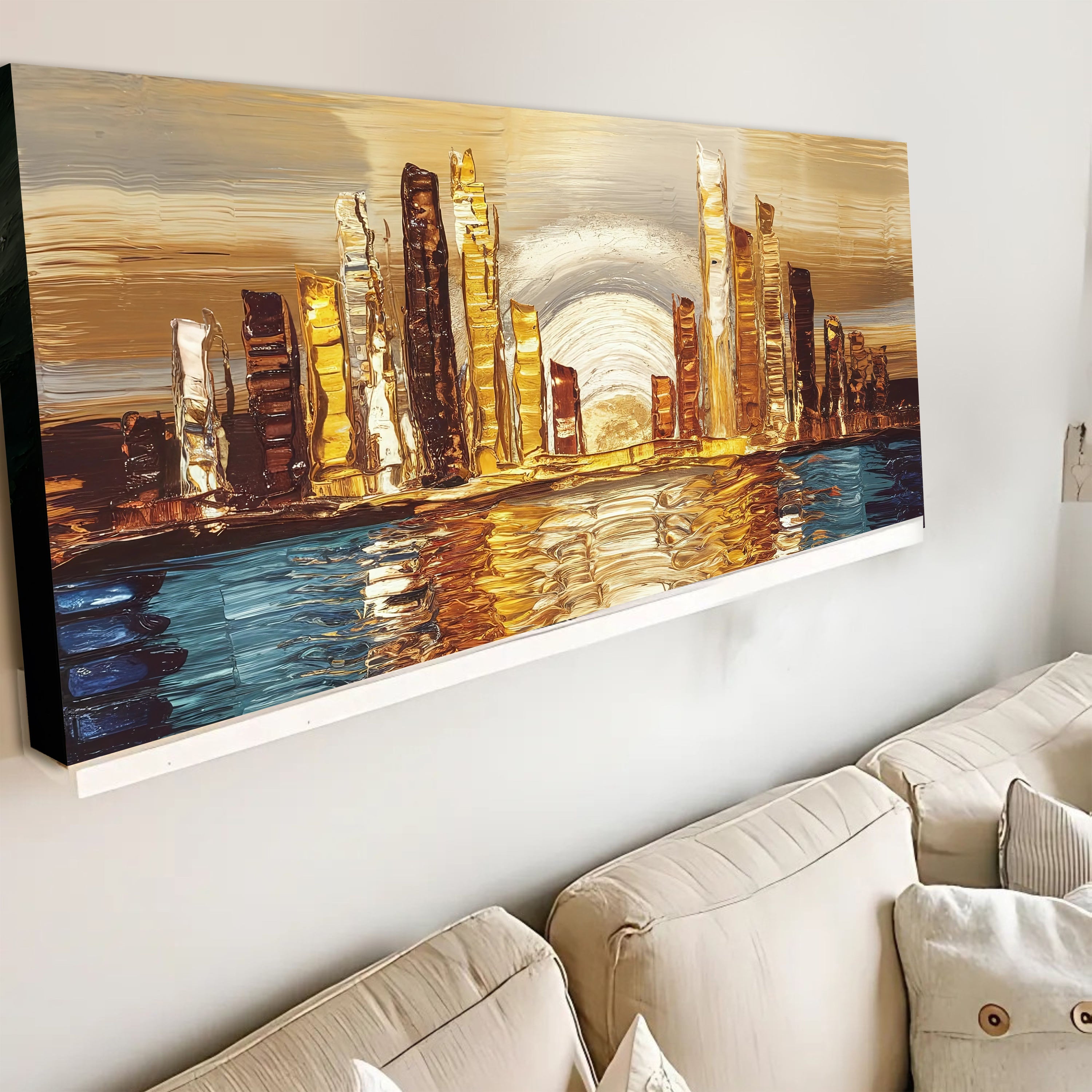 Golden Metropolis Abstract Impasto Wall Art on sale at MyriadMart