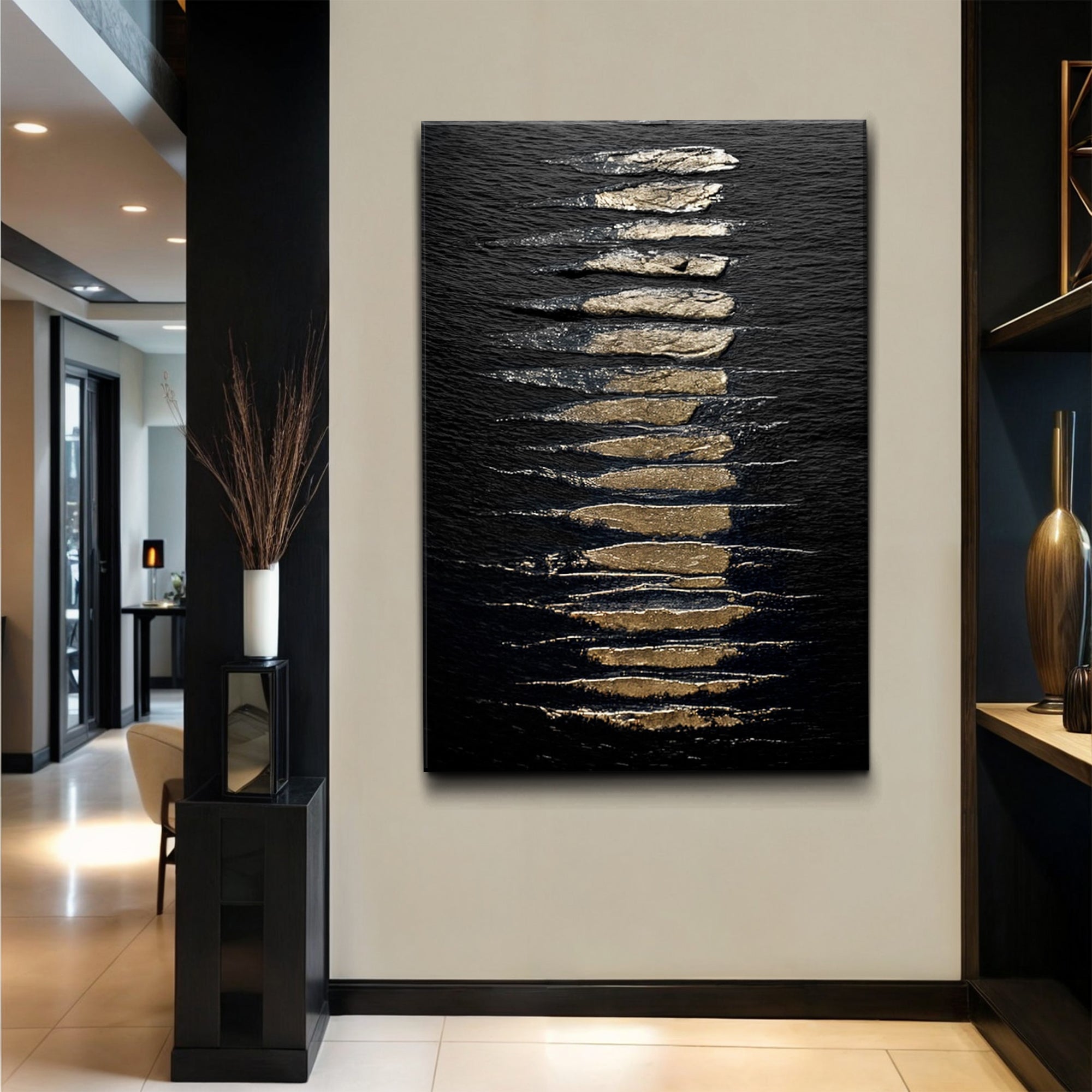 Black And Gold Abstract Minimalist Wall Art on sale at MyriadMart