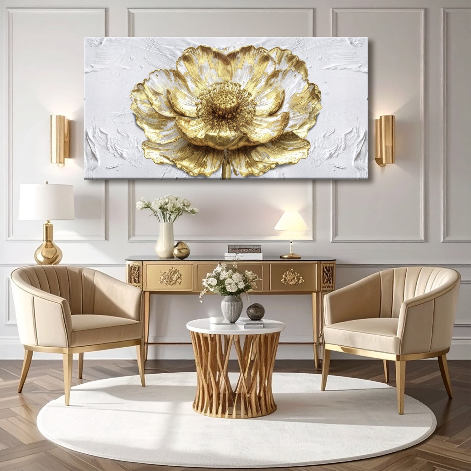 Golden Dandelion Minimalist Abstract Wall Art V on sale at MyriadMart