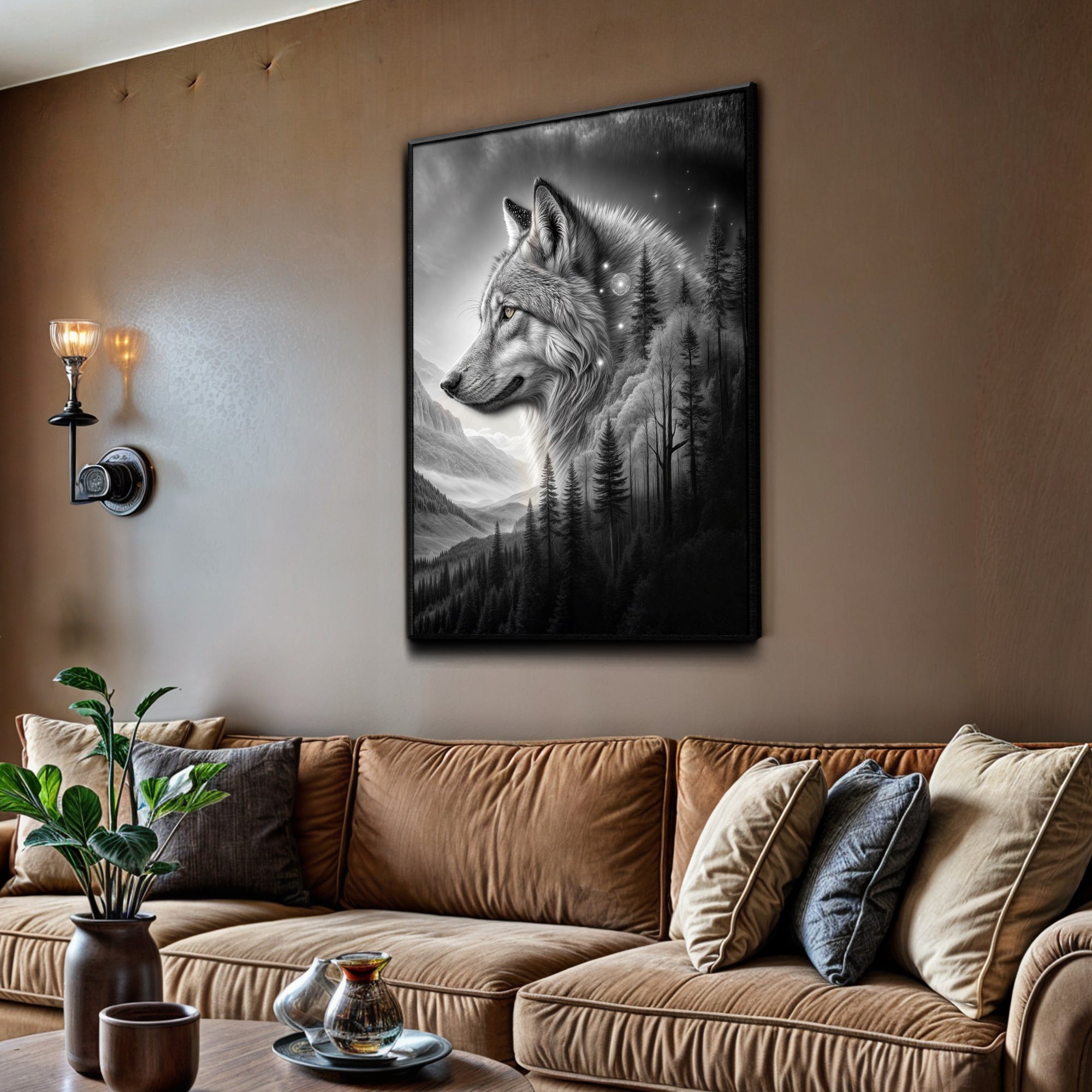 Wolf Double Exposure Wall Art II on sale at MyriadMart