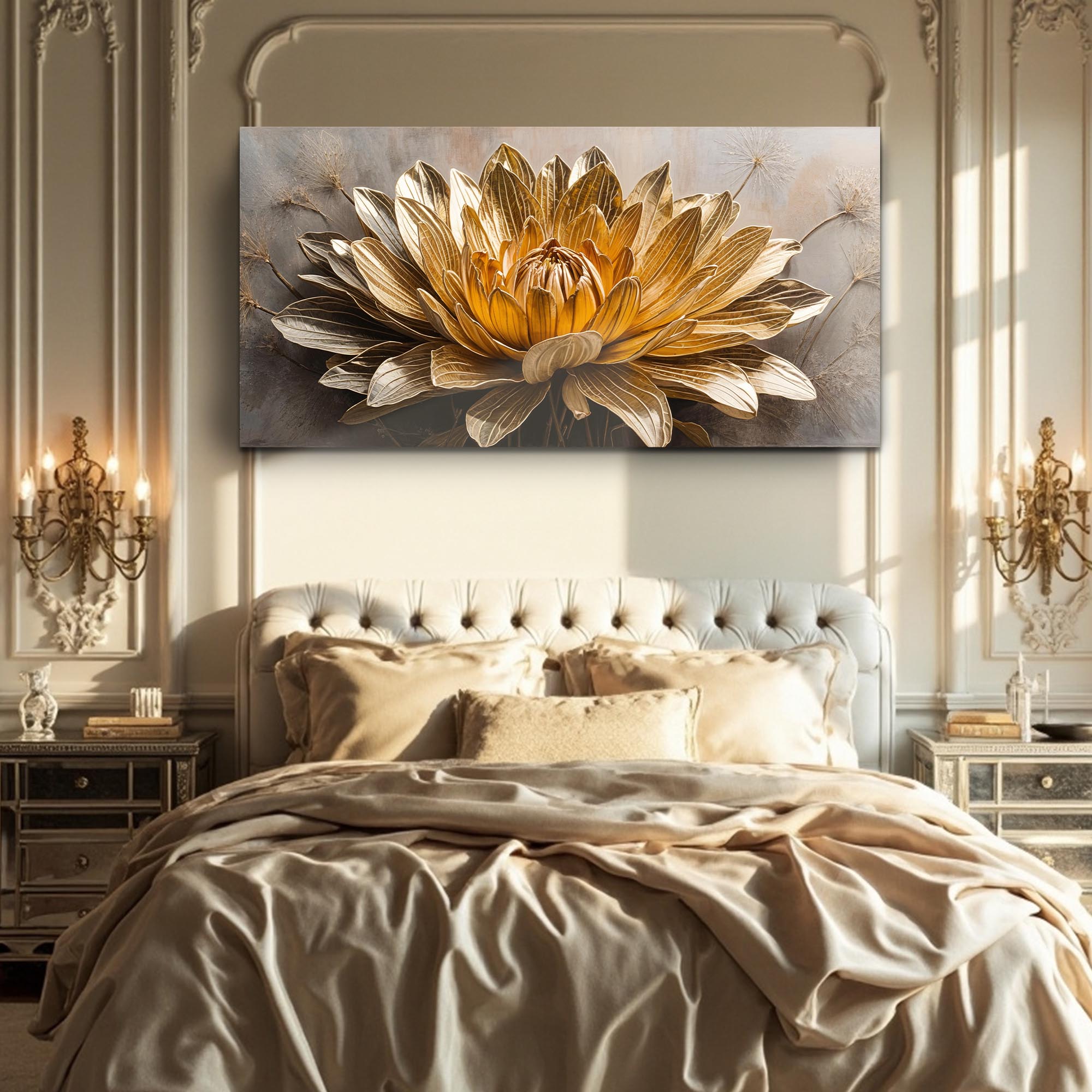 Golden Dandelion Minimalist Abstract Wall Art VII on sale at MyriadMart