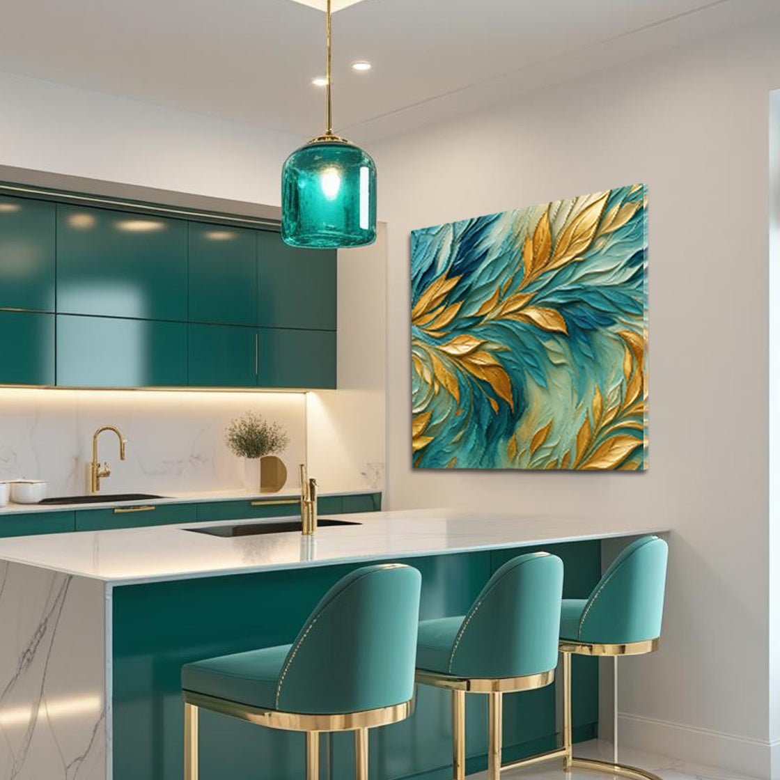 Abstract Gold And Blue Frosty Wall Art on sale at MyriadMart