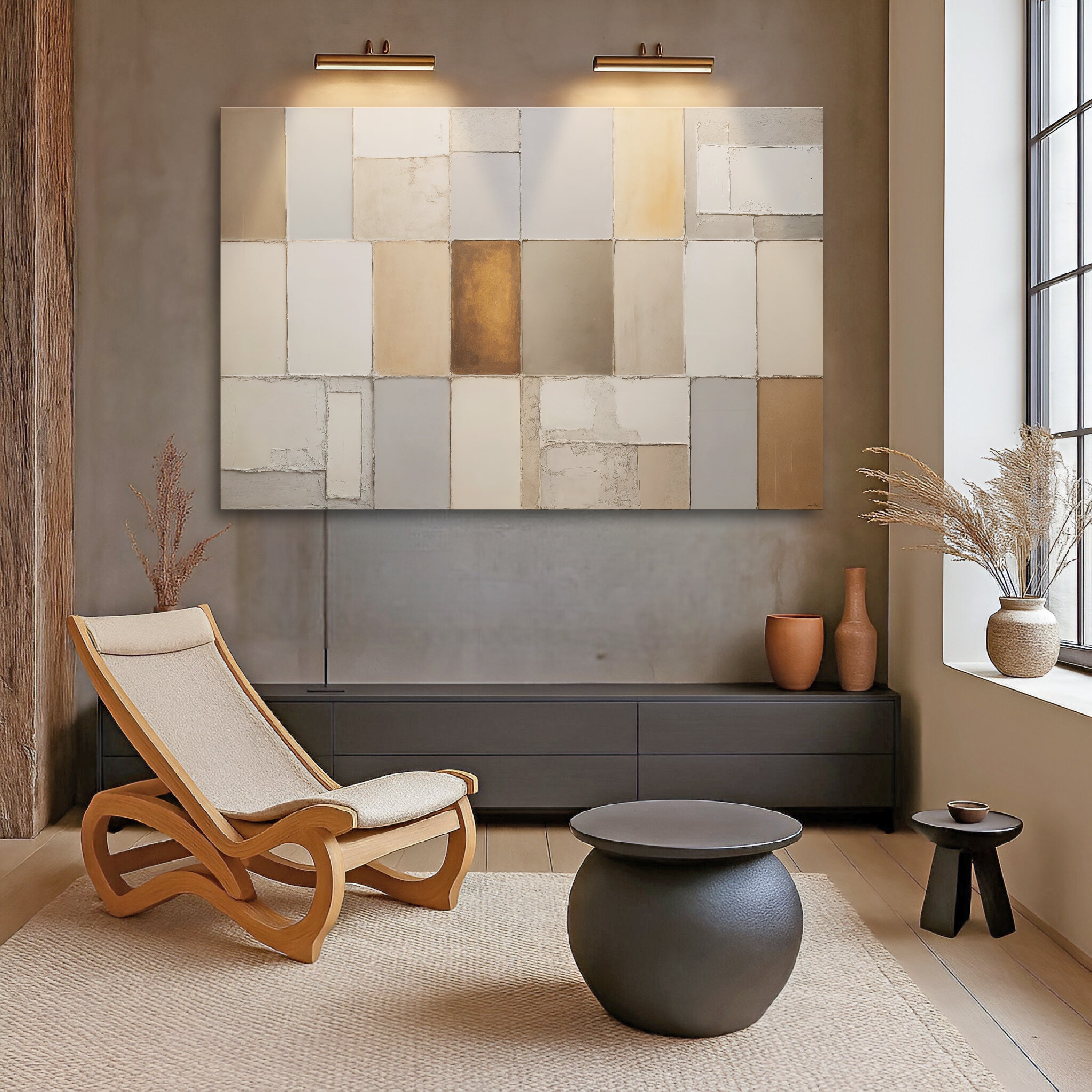 Earth Tones Patchwork Geometric Wall Art on sale at MyriadMart