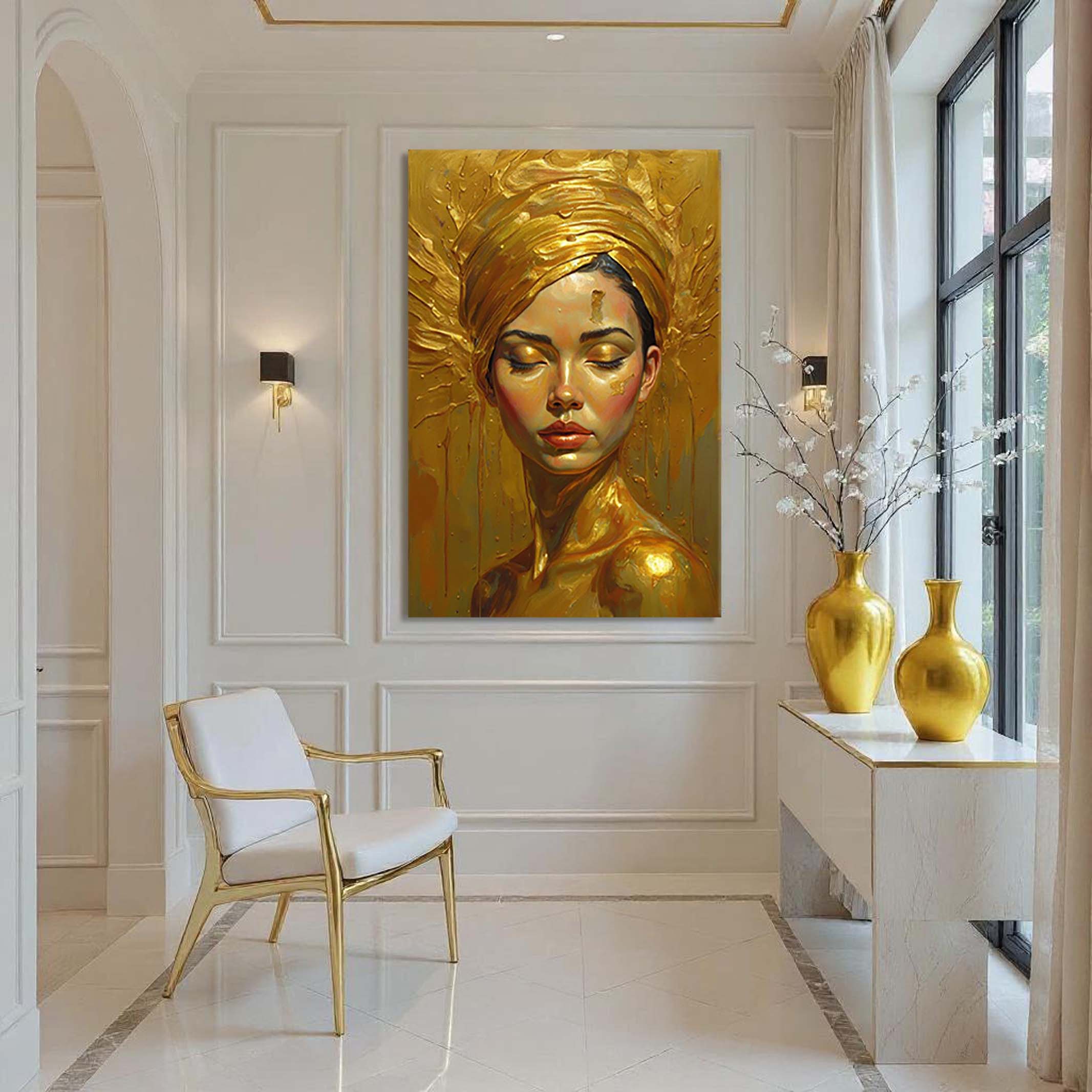 Woman's Golden Serenity Wall Art on sale at MyriadMart