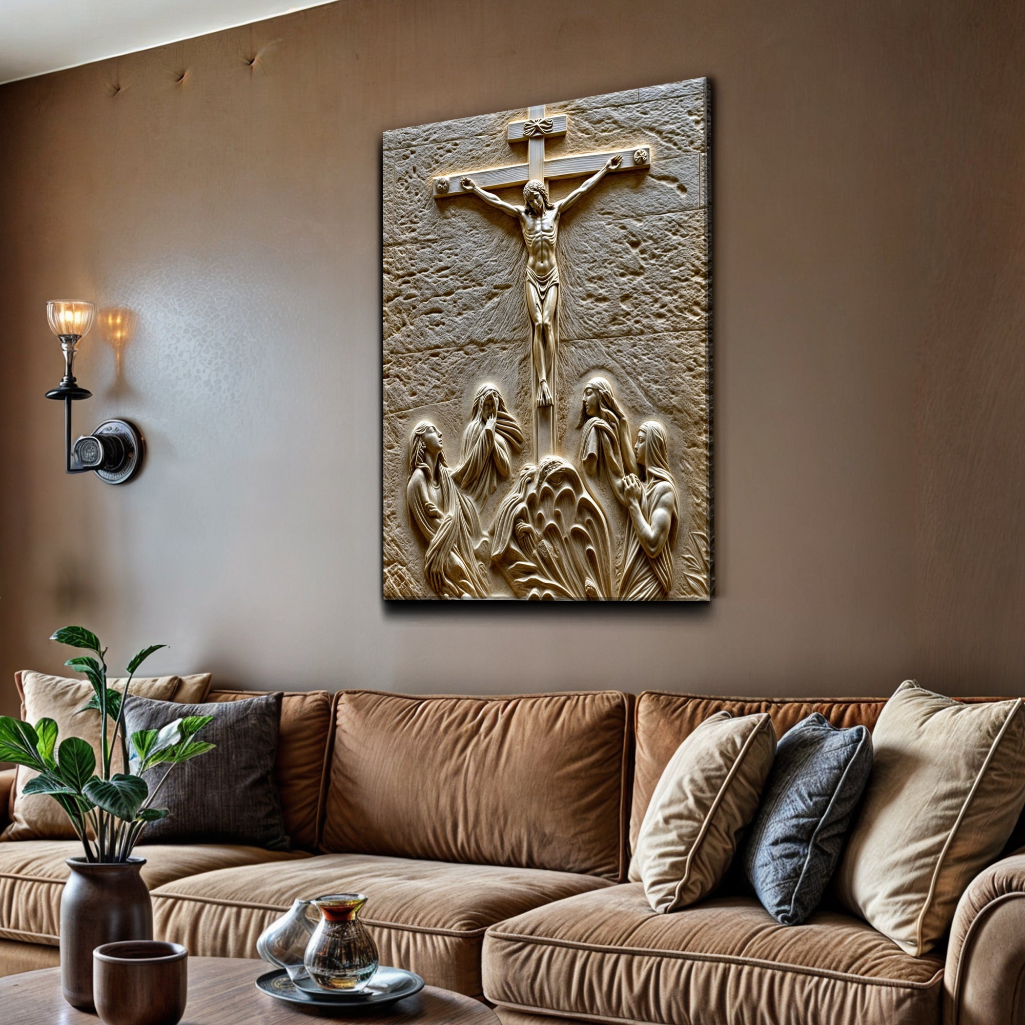 Three Cross Calvary Hill Wall Art on sale at MyriadMart