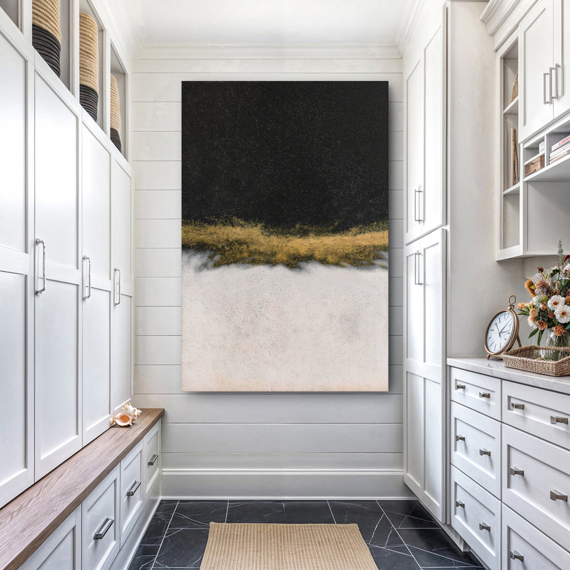 Minimalist Black and Gold Wall Art II on sale at MyriadMart