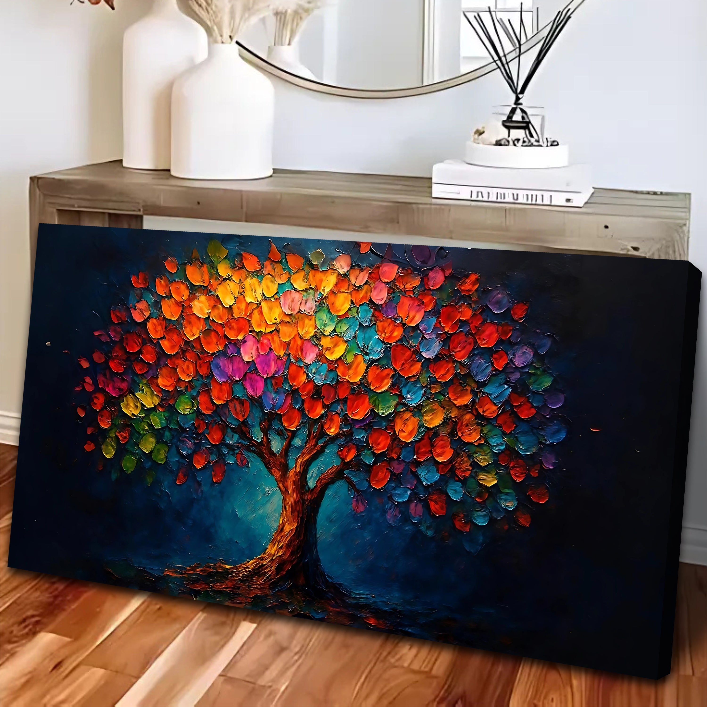 Rainbow Bloom Impasto Wall Art on sale at MyriadMart