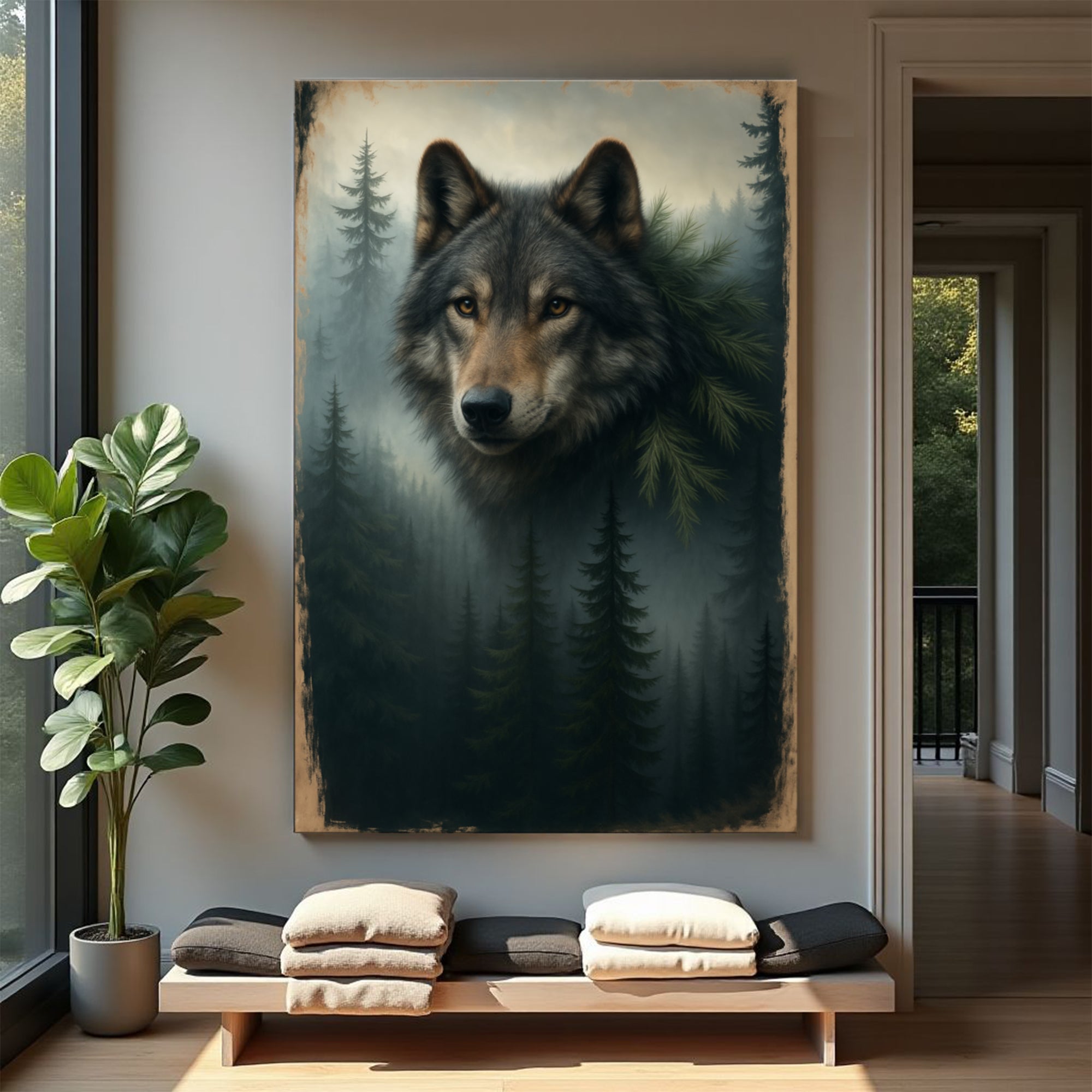Wolf Double Exposure Wall Art V on sale at MyriadMart
