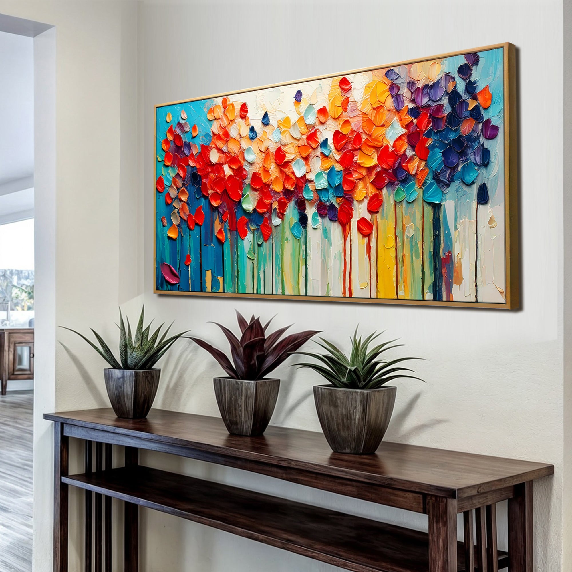 Colorful Petals Impasto Wall Art on sale at MyriadMart