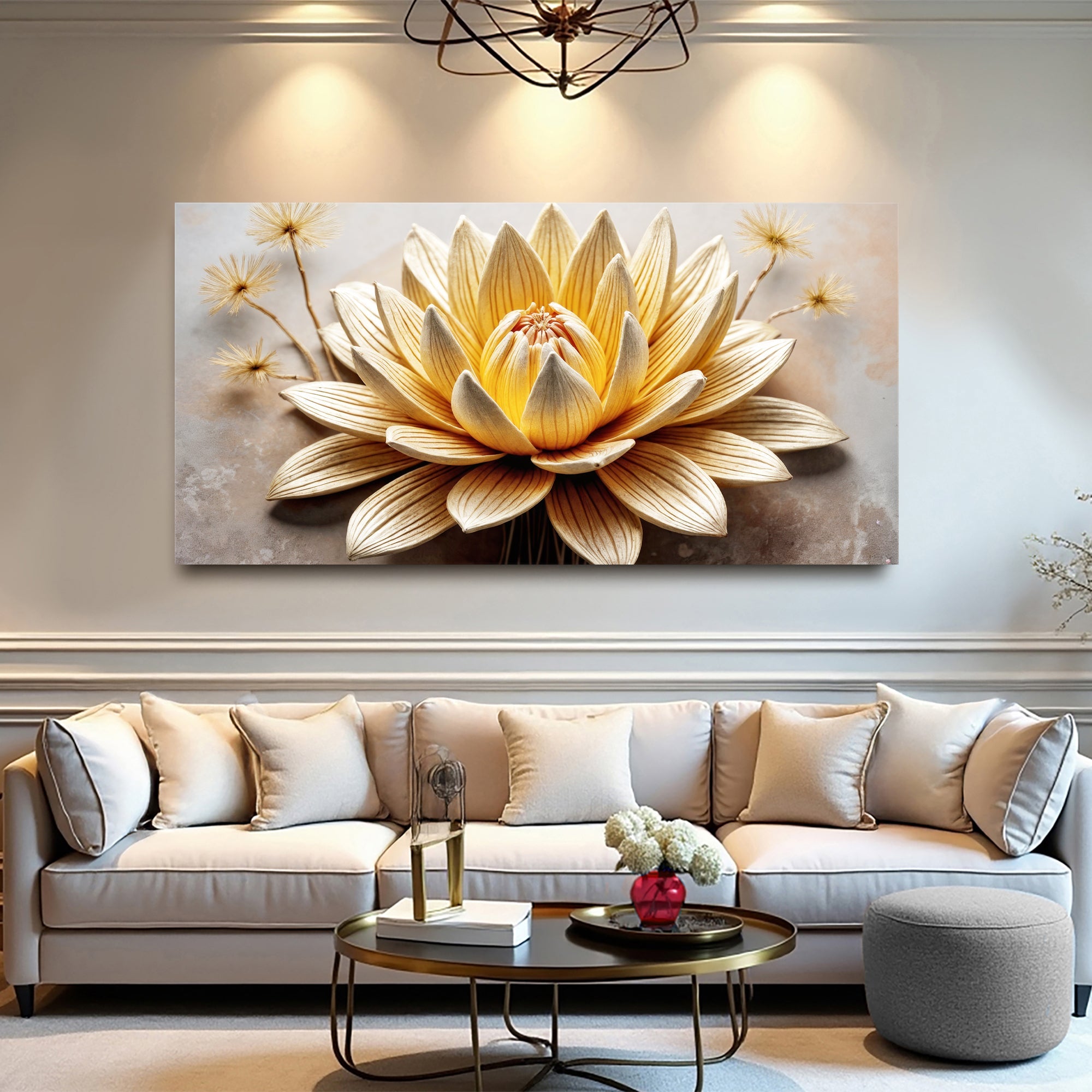 Golden Lotus Minimalist Abstract Wall Art II on sale at MyriadMart